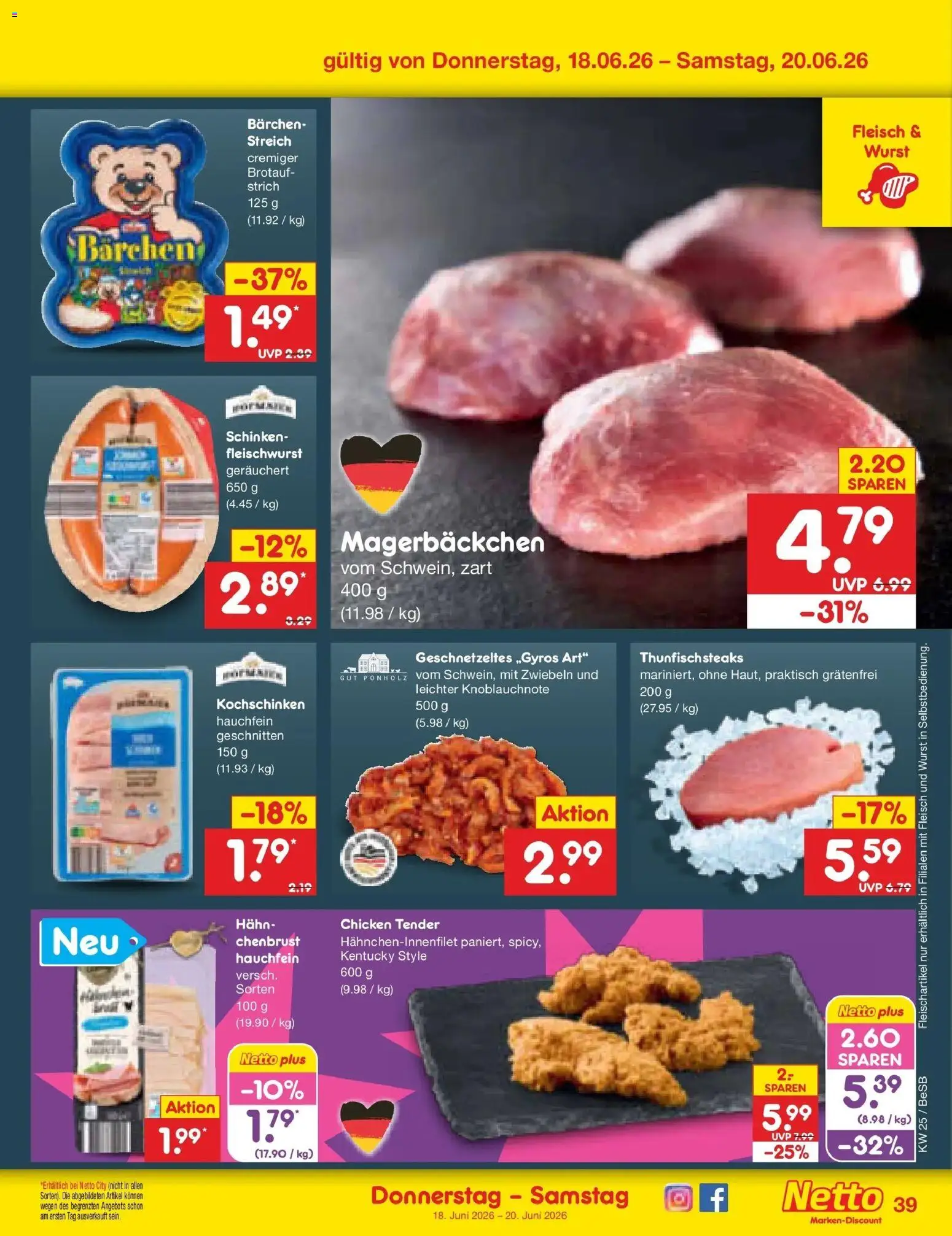 Netto Marken-Discount Prospekt Kremmen – gültig ab 15.06.2026 | Seite: 51 | Produkte: Zwiebeln, Wurst, Schinken, Fleisch