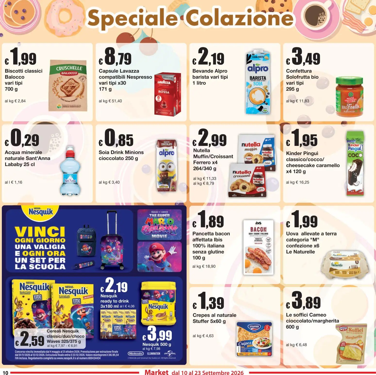 Volantino Sì con Te del 10/09/2026 | Pagina: 10 | Prodotti: Pancetta, Nutella, Farina integrale, Croissant