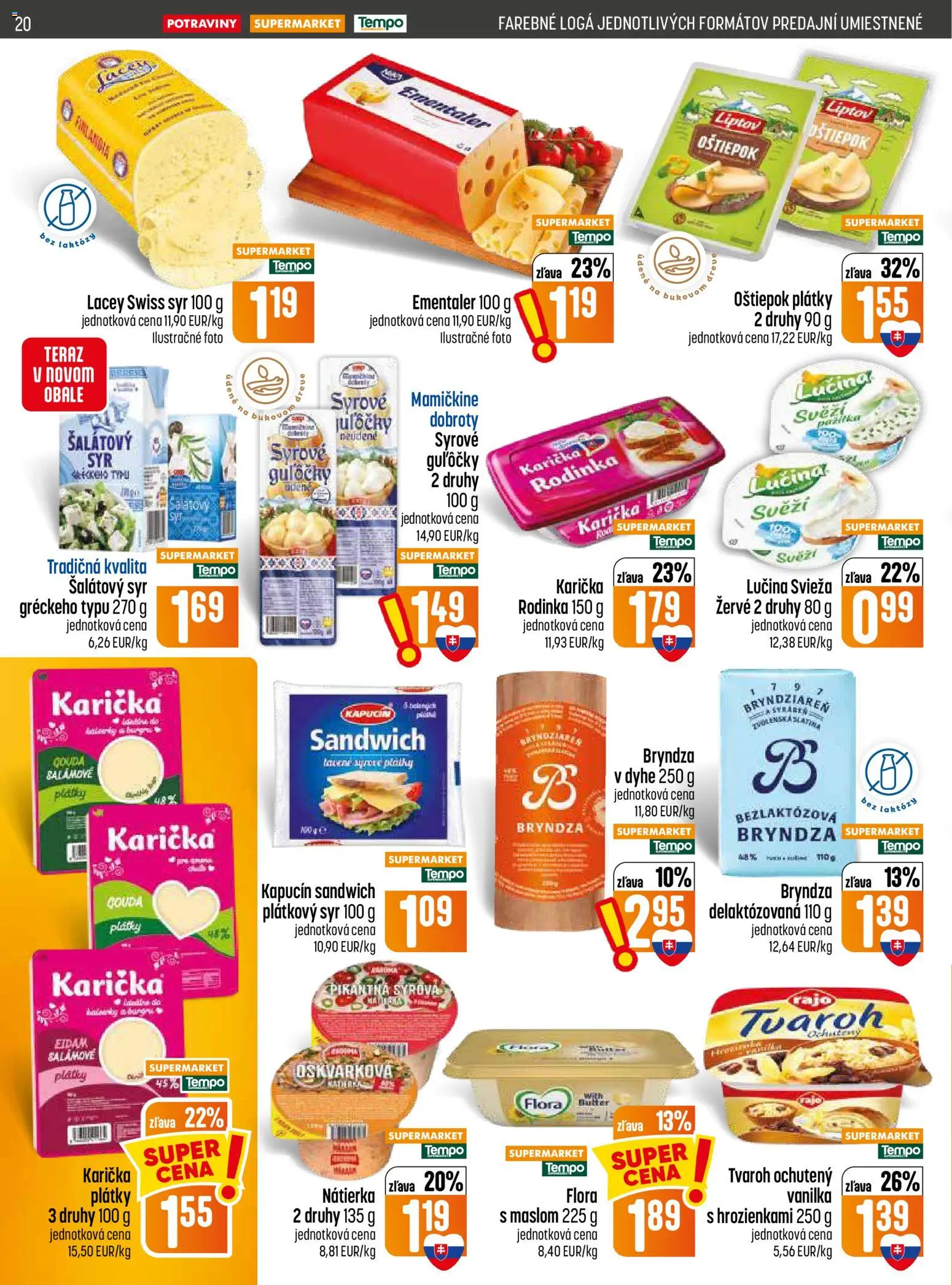 Nové COOP Jednota akcie – leták je platný od 20.08.2026 | Strana: 20 | Produkty: Nátierka, Bryndza, Tvaroh, Žervé