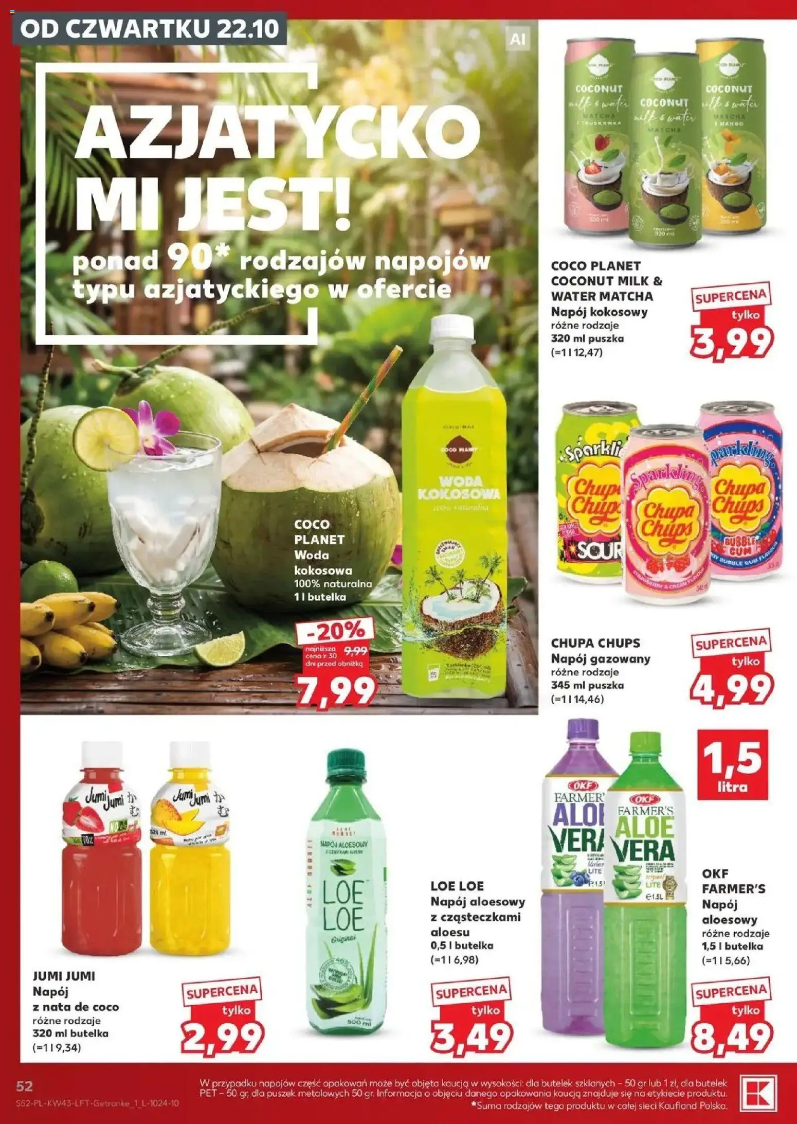 Kaufland aktualna gazetka od 22.10.2026 - od jutra PDF | Strona: 52 | Produkty: Woda kokosowa, Napój kokosowy, Matcha, Woda