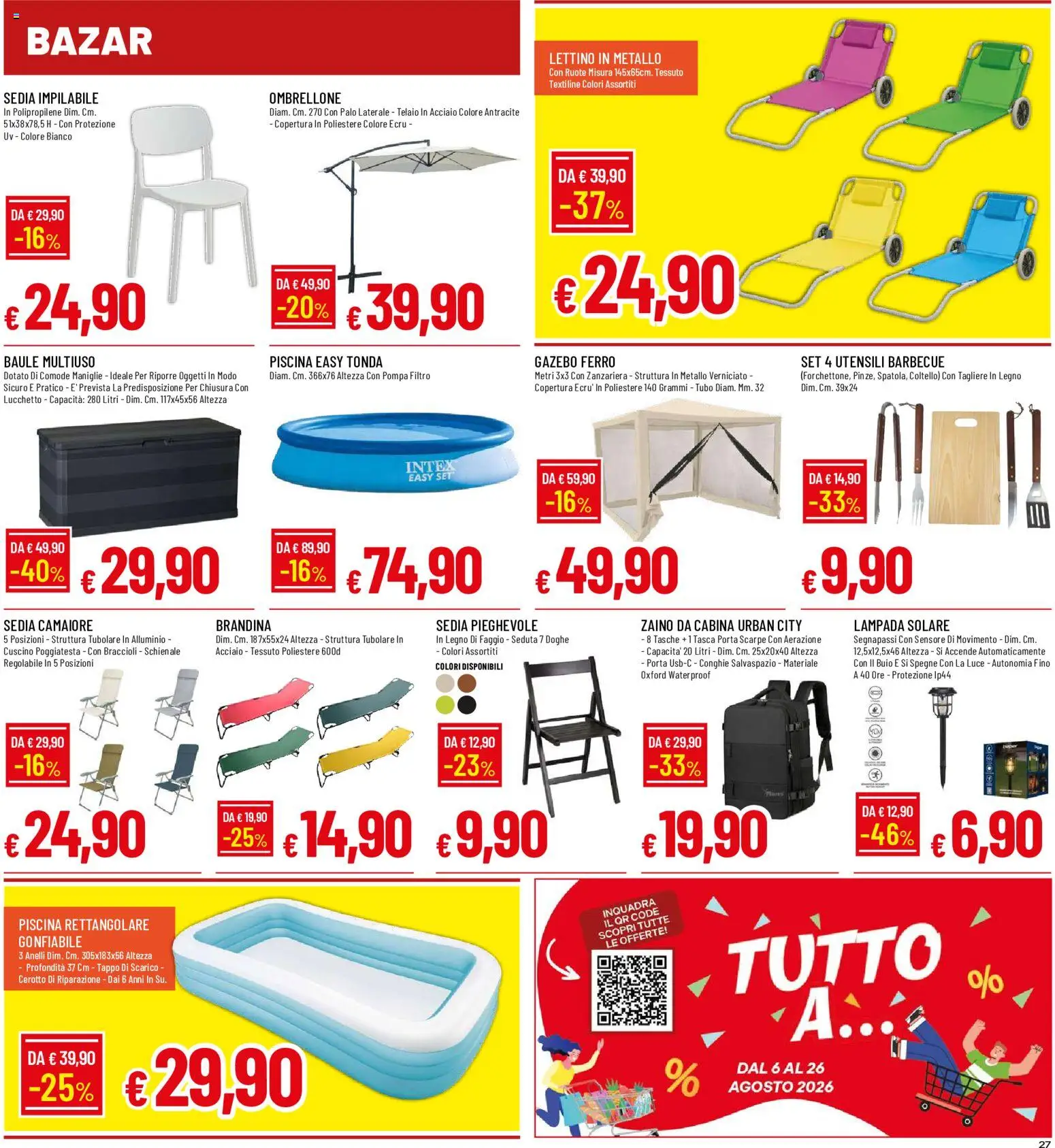 Volantino Galassia del 17/08/2026 | Pagina: 27 | Prodotti: Gazebo, Tubo, Alluminio, Cuscino
