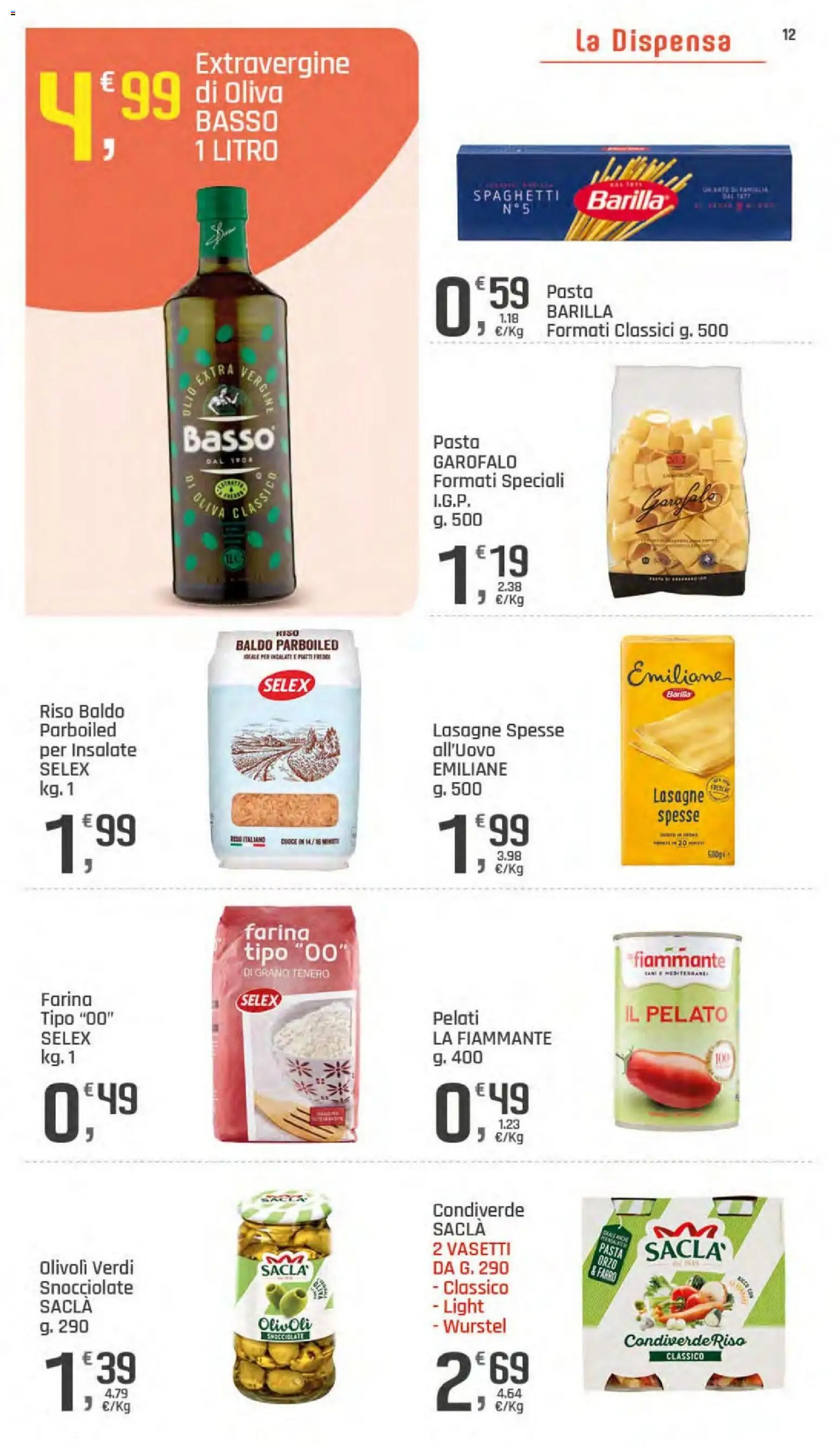 Volantino DOK del 06/08/2026 | Pagina: 12 | Prodotti: Farina, Pasta, Wurstel, Farro