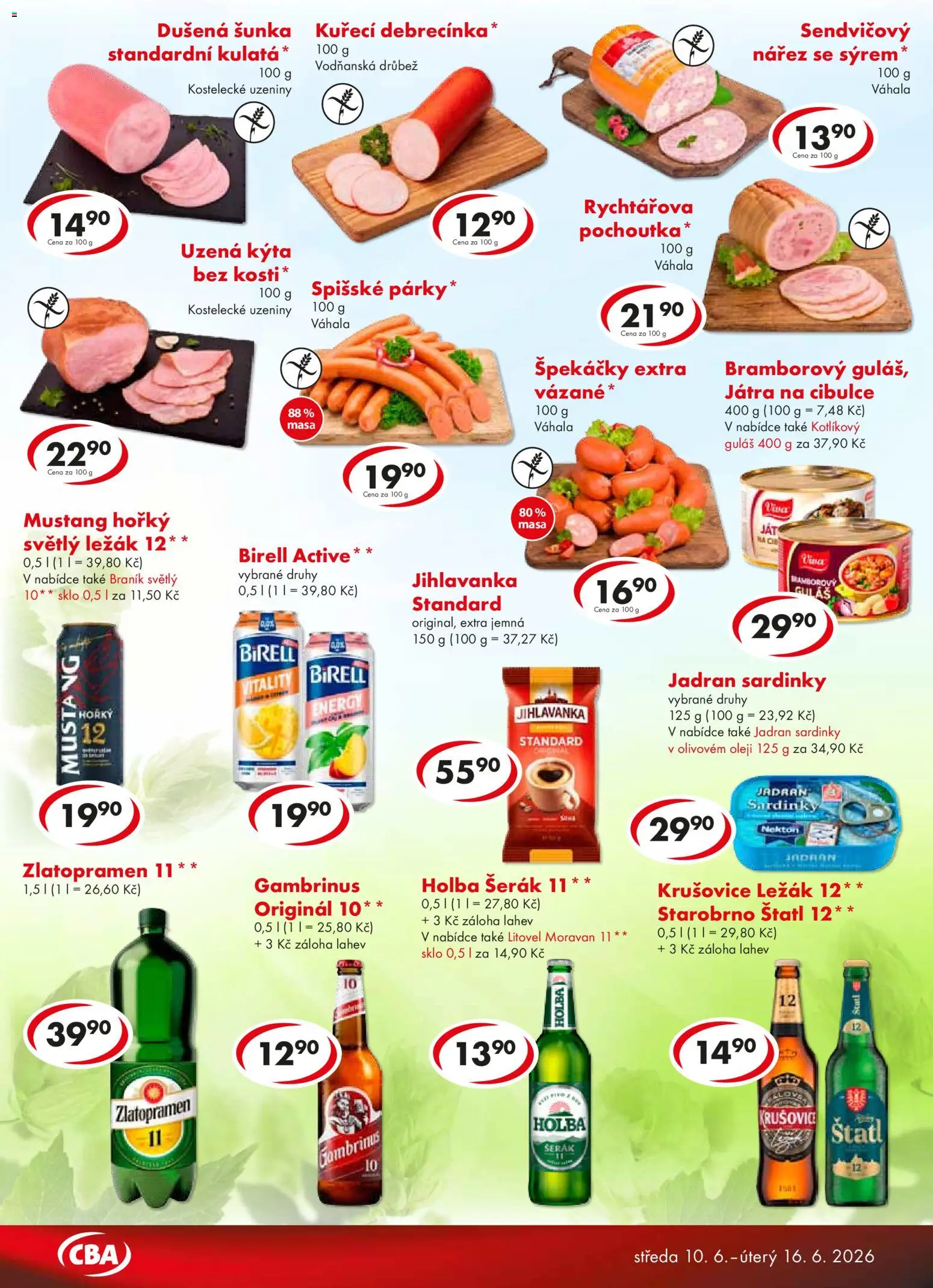 CBA leták - Premium od 10.06.2026 | Strana: 3 | Produkty: Kuřecí debrecínka, Braník, Kýta, Gambrinus