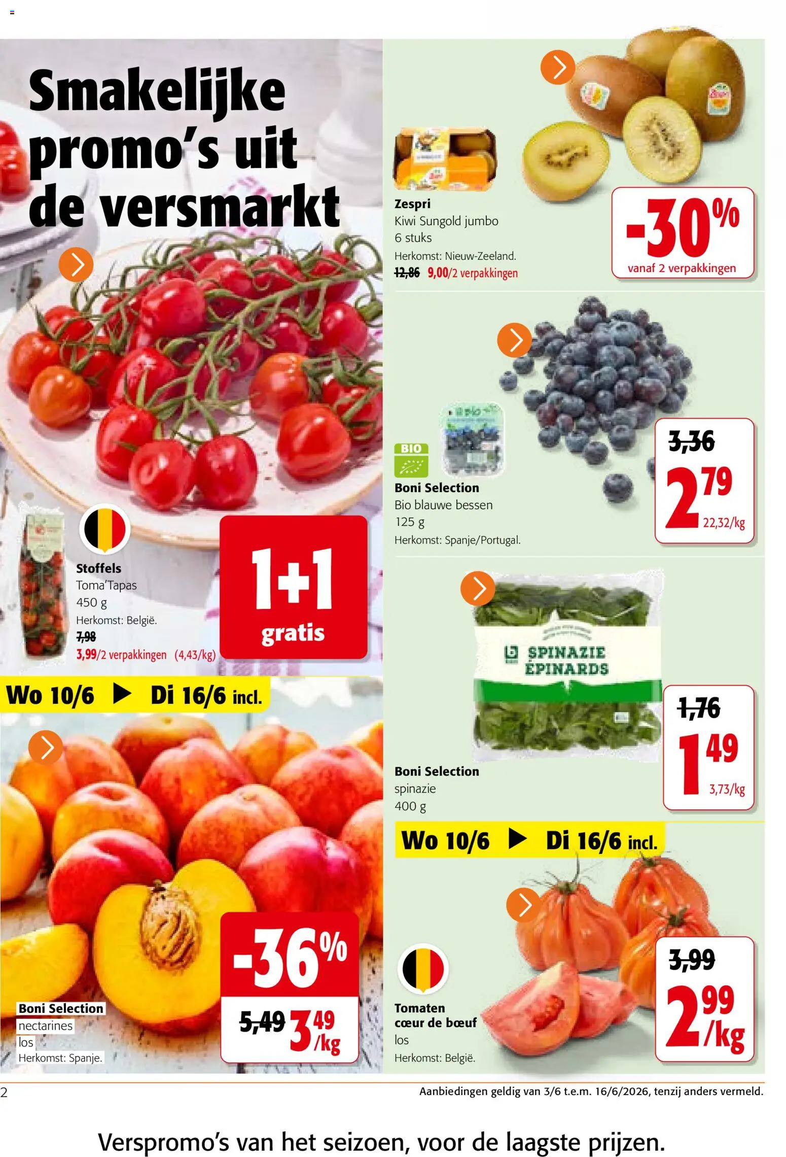 {H1} | Pagina: 2 | Producten: Tomaten, Kiwi, Nectarines, Spinazie