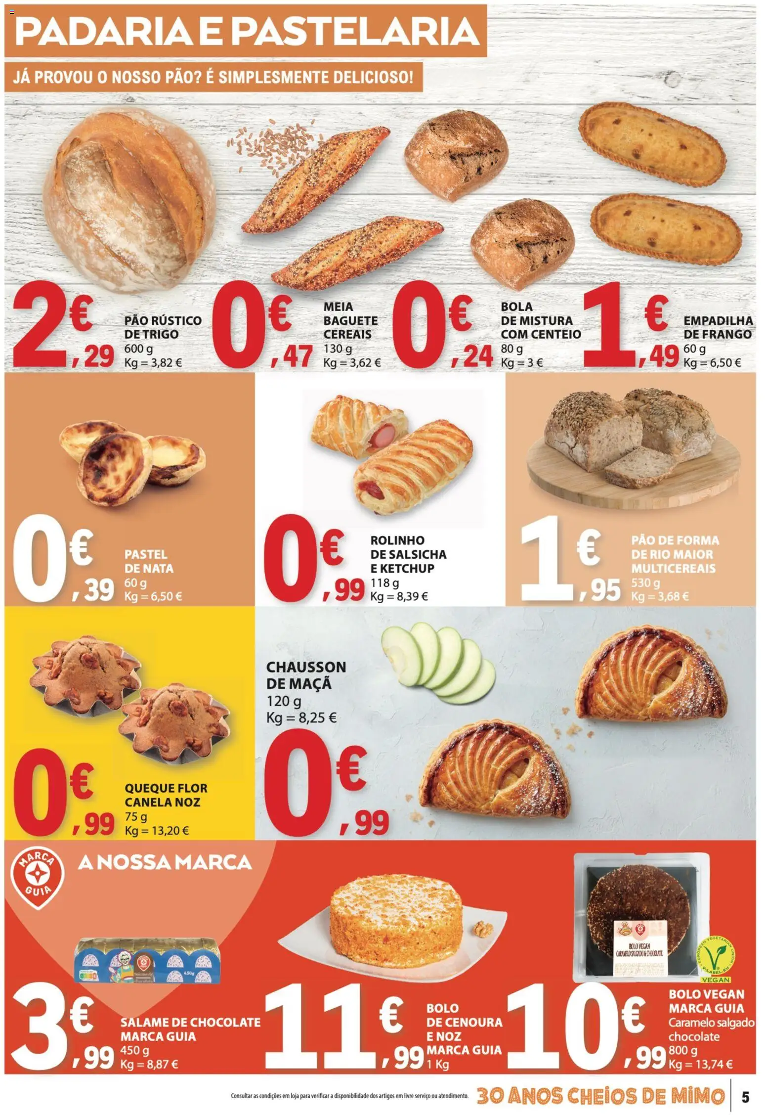 E.Leclerc folheto │ válido de 10/09/2026 | Página: 5 | Produtos: Baguete, Bolo, Chocolate, Cenoura