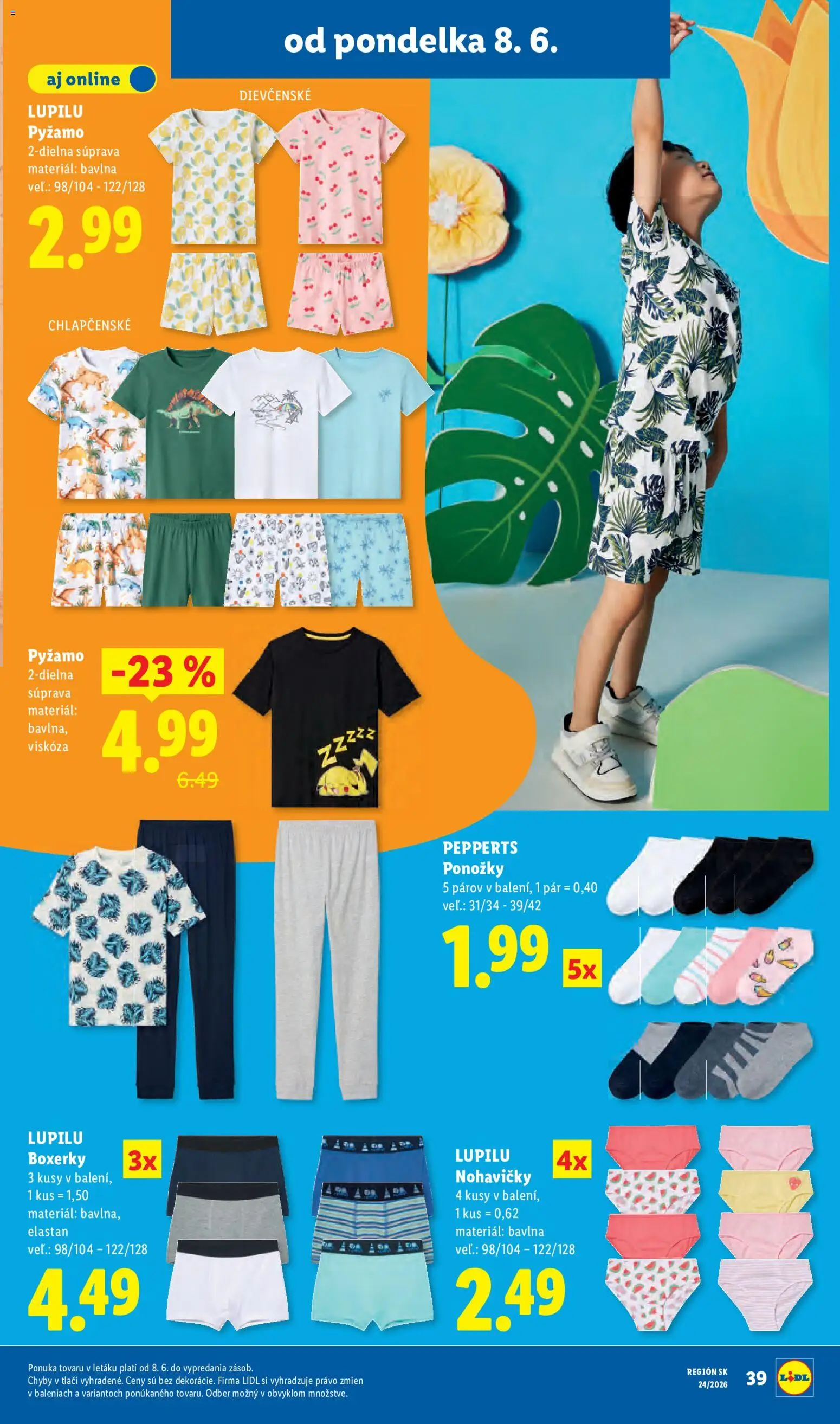 Nové Lidl akcie – leták je platný od 08.06.2026 | Strana: 57 | Produkty: Nohavičky, Ponožky, Pyžamo, Boxerky