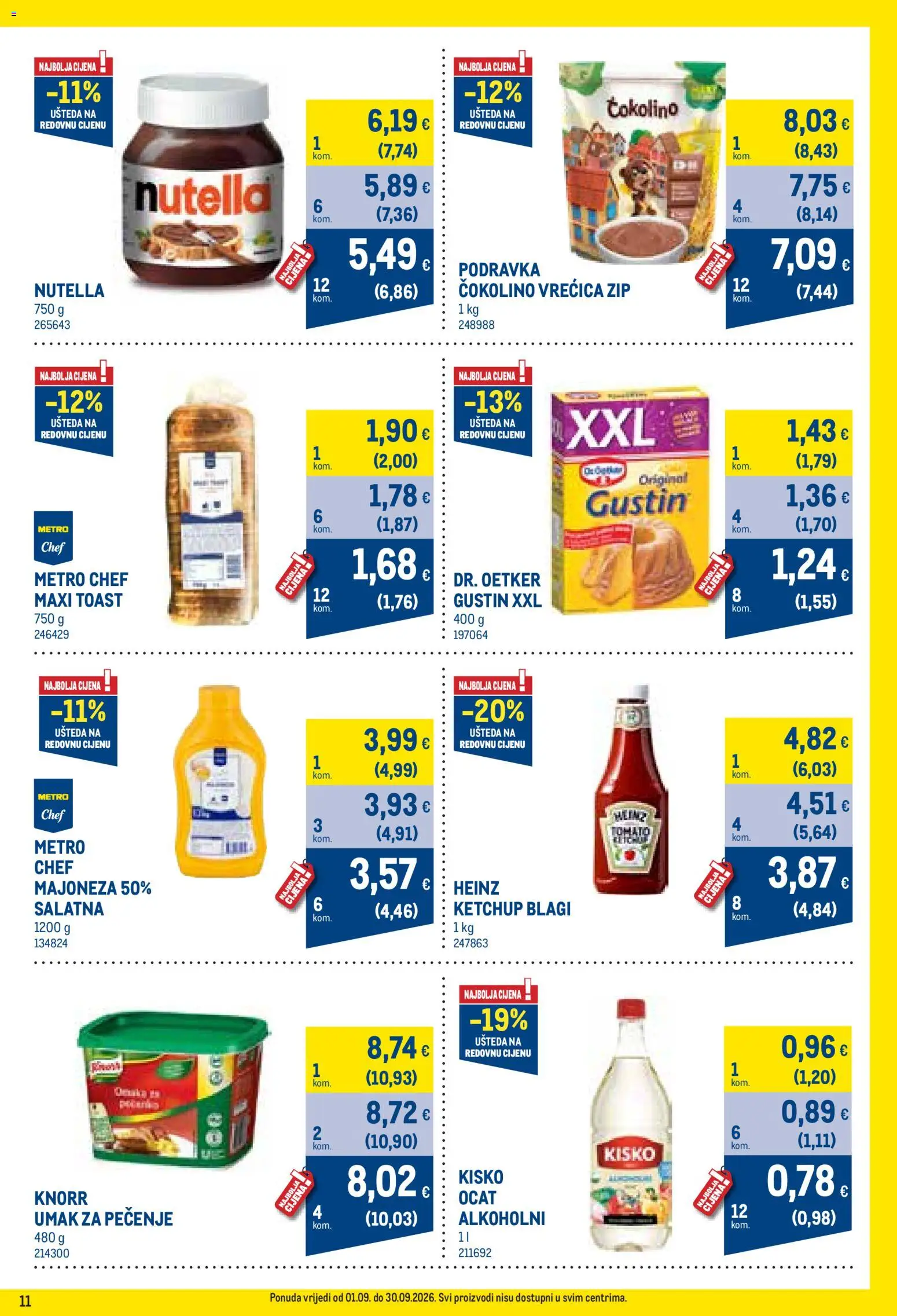 Metro katalog | vrijedi od 01.09.2026 | Stranica: 11 | Proizvodi: Nutella, Toast, Umak, Čokolino