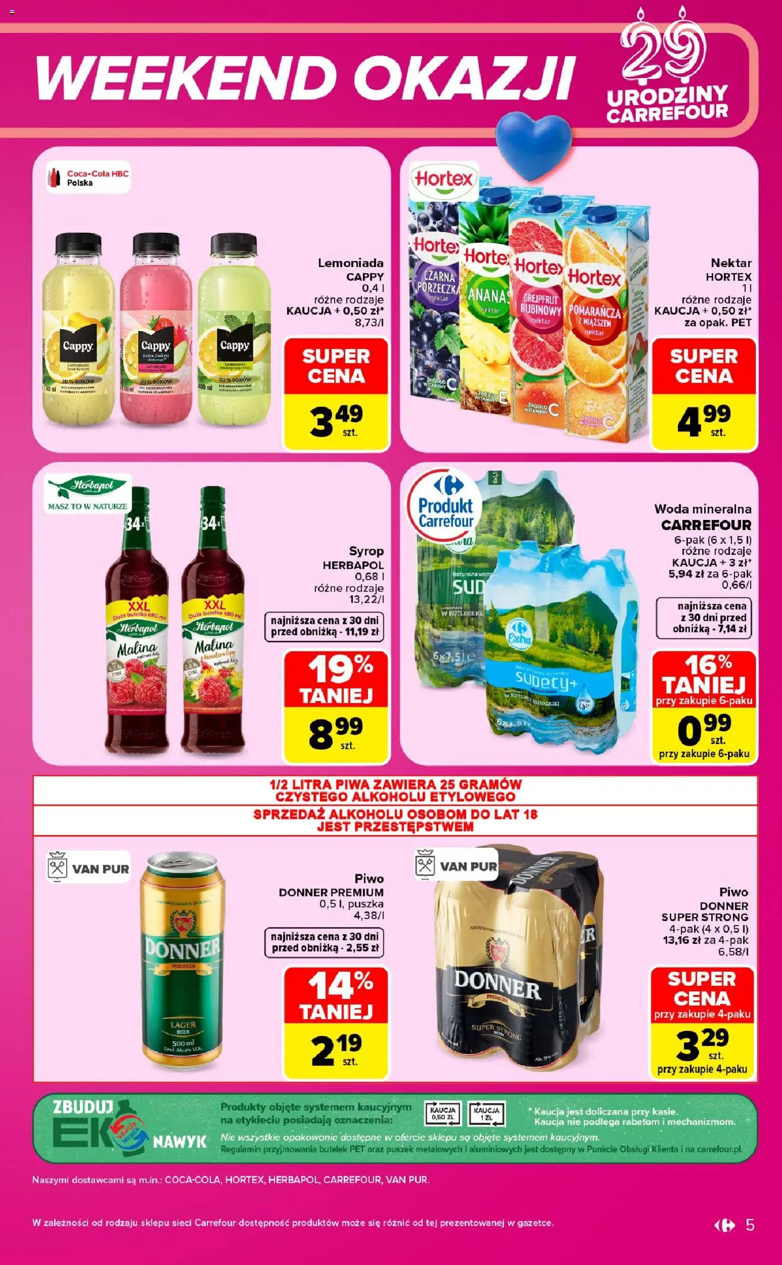 Carrefour gazetka - Weekend okazji od 15.10.2026 | Strona: 5 | Produkty: Lemoniada, Ananas, Grejpfrut, Woda