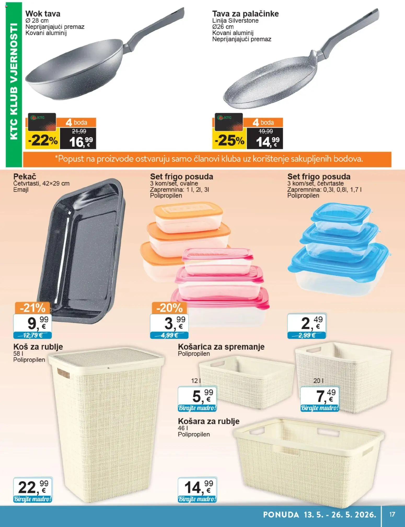 KTC katalog | vrijedi od 13.05.2026 | Stranica: 17 | Proizvodi: Košara, Košara za rublje, Tava