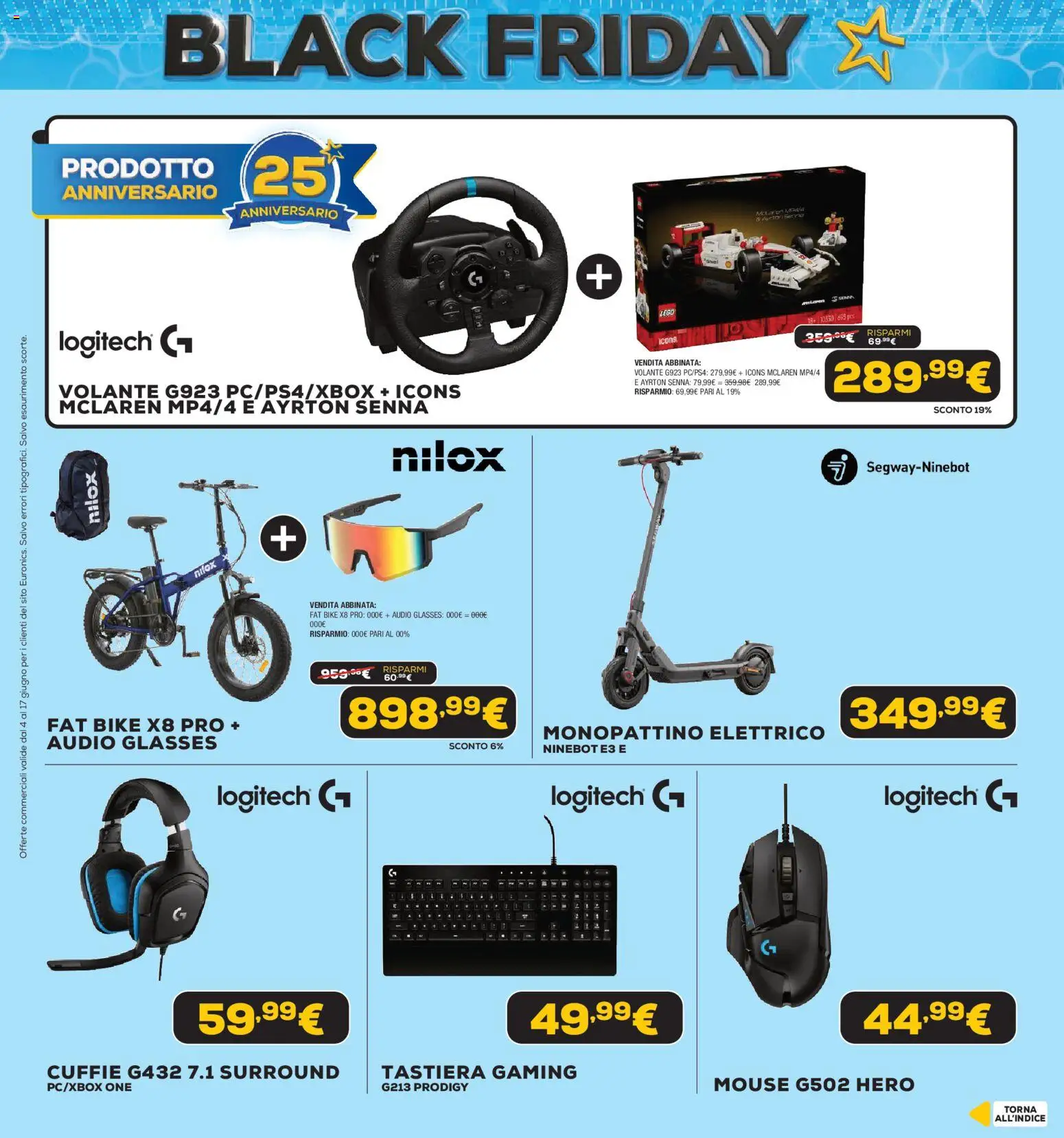 Volantino Euronics del 04.06.2026 | Pagina: 18 | Prodotti: Monopattino, Mouse, Audio, Cuffie