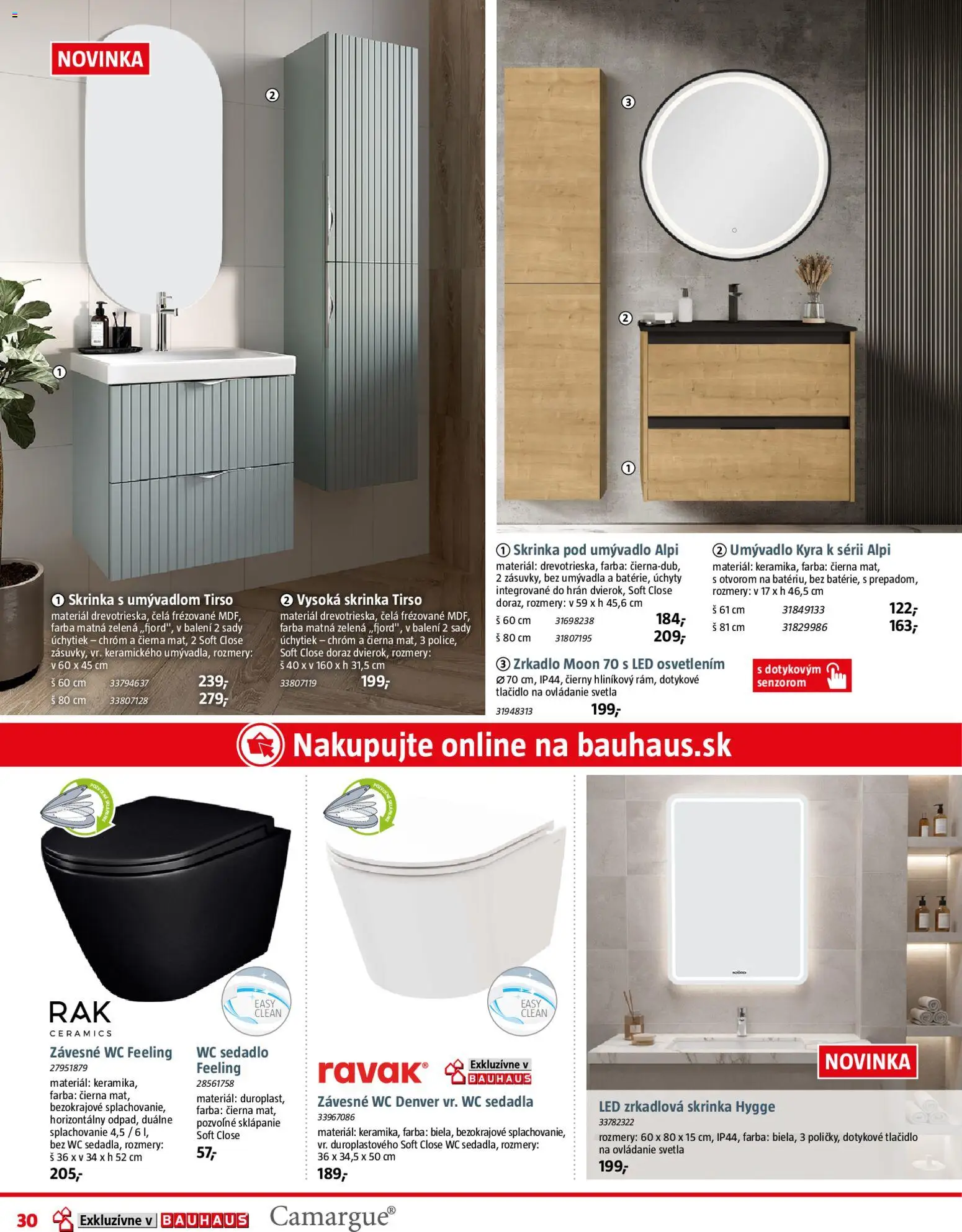 Nové Bauhaus akcie – leták je platný od 01.06.2026 | Strana: 30 | Produkty: Skrinka pod umývadlo, Zrkadlo, Skrinka s umývadlom, Skrinka