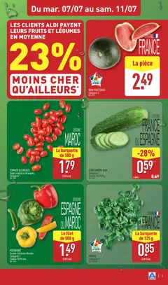 Aldi - Prévisualisation de TOMATES CERISES, Types rondes ou allongées. valide à partir de 07/07/2026 | Page: 5 | Produits: Pastèque, Cerises, Mâche, Tomates