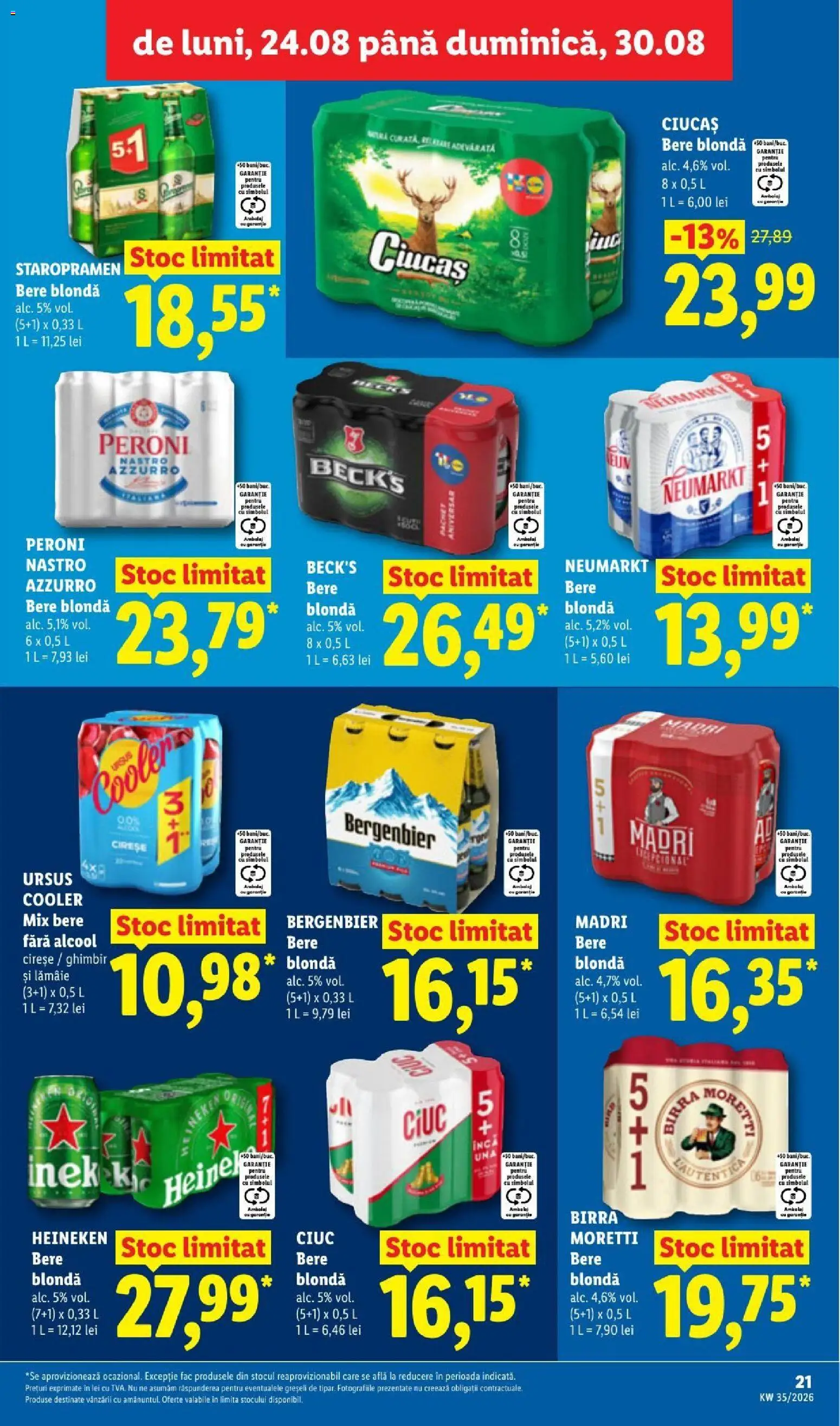 Noul catalog Lidl – valabil de la 24.08.2026 | Pagină: 21 | Produse: Ursus, Bergenbier, Cireșe, Lămâie