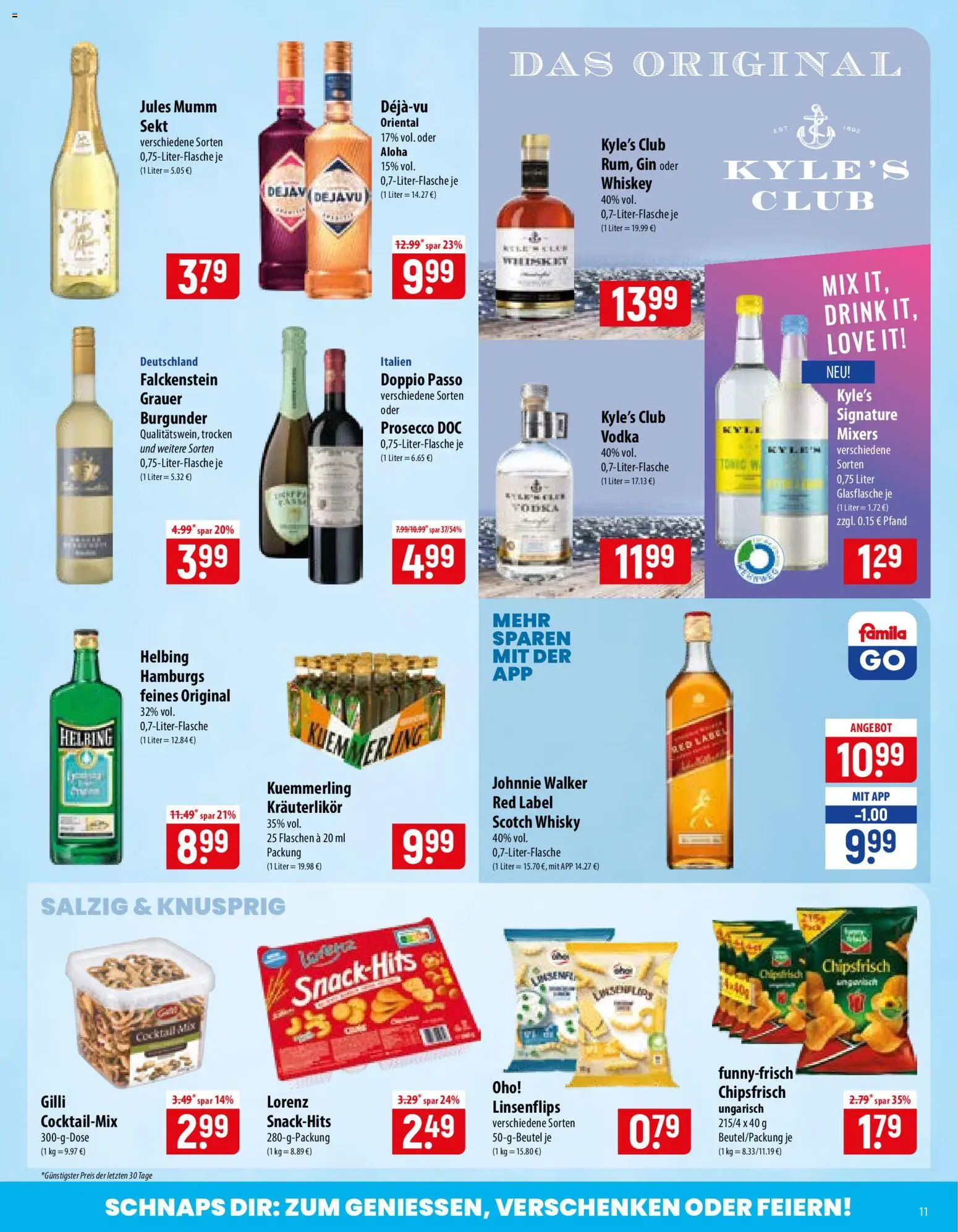 Famila Prospekt – gültig ab 22.06.2026 | Seite: 11 | Produkte: Sekt, Jules mumm, Kuemmerling, Johnnie walker