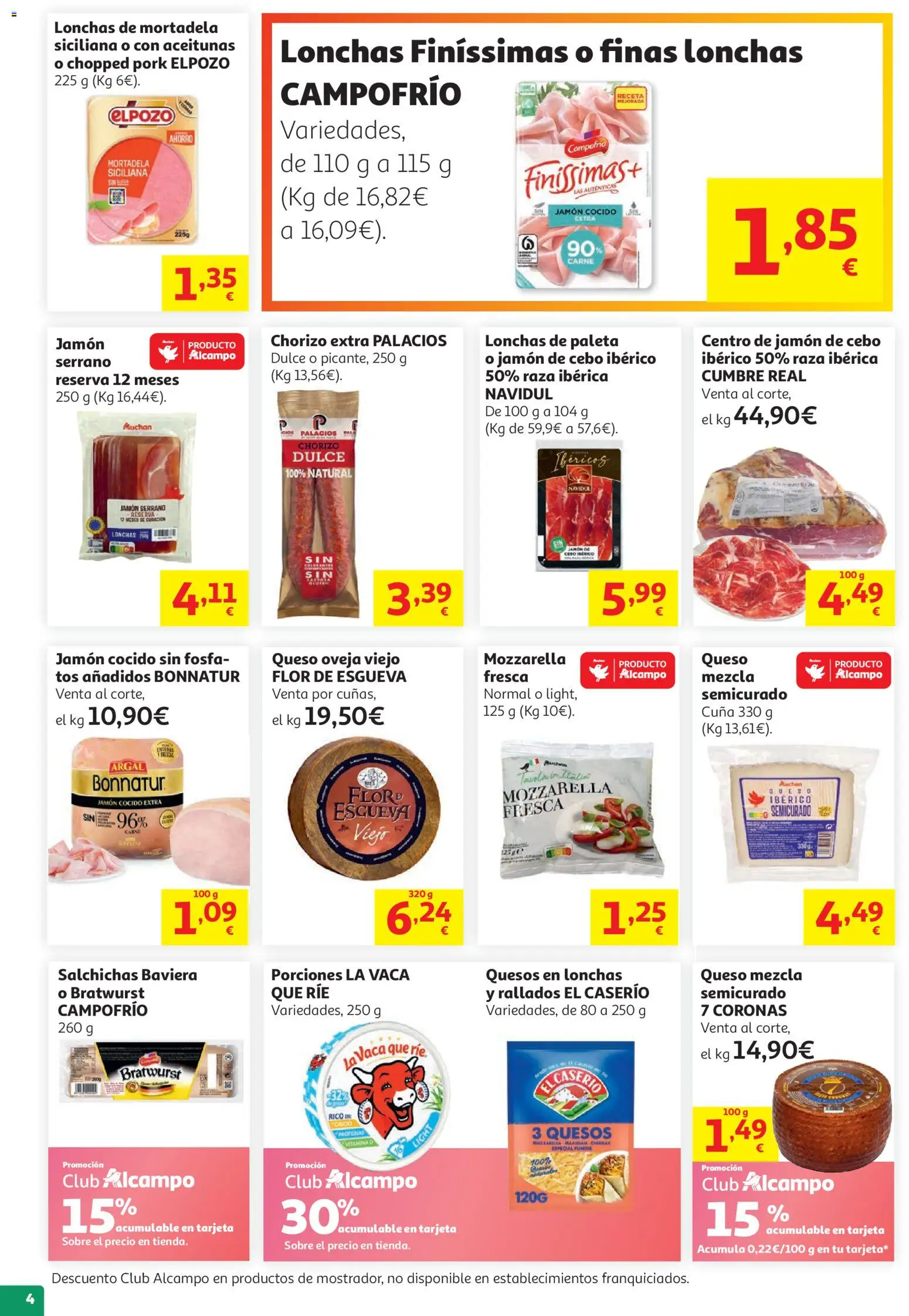Alcampo Superstore No Litoral │ válido desde el 29/07/2026 | Página: 4 | Productos: Jamón, Jamón cocido, Mortadela, Cuna