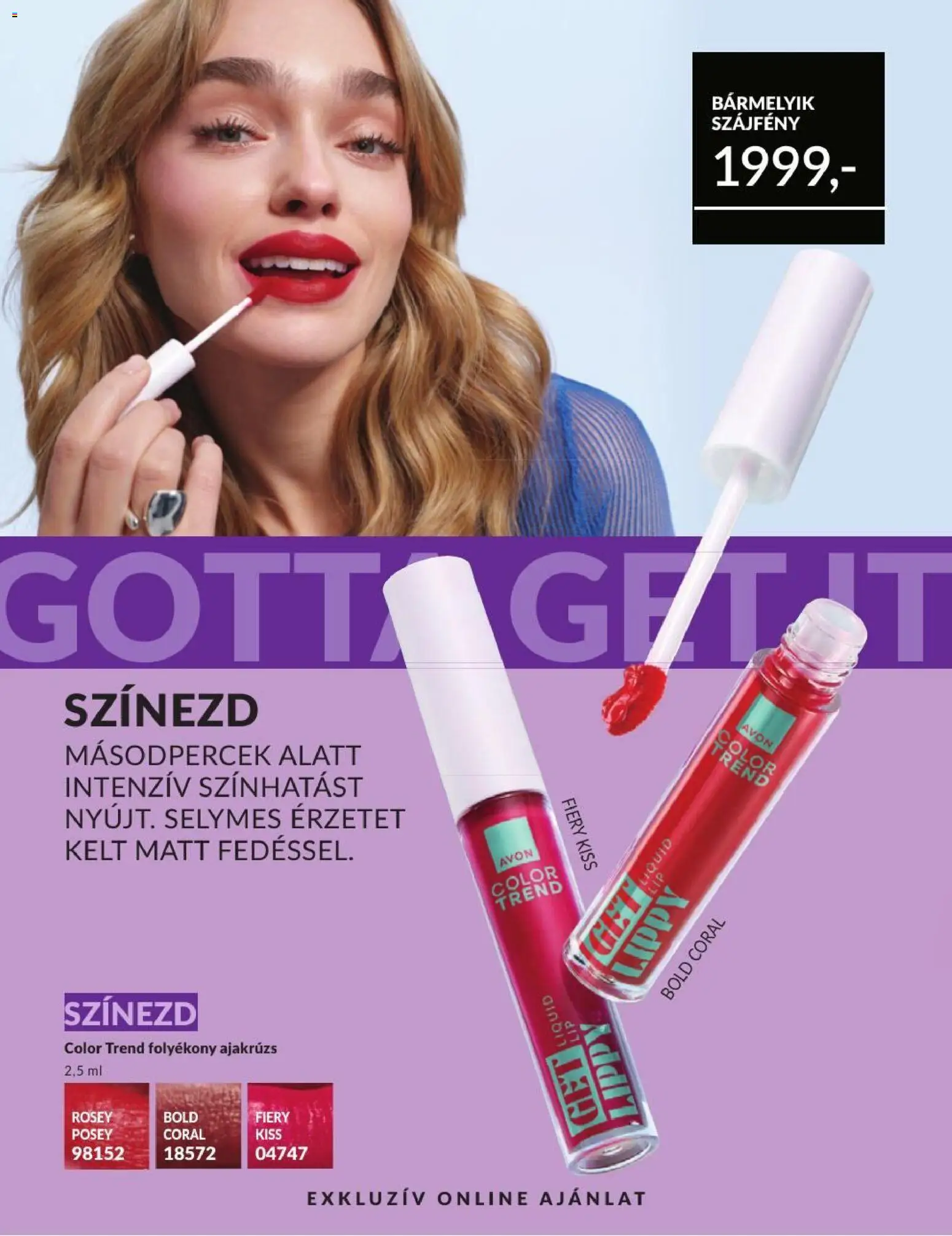 Avon akciós ujság - amely érvényes a következő dátumtól: 2026.09.01. | Oldal: 206 | Termékek: Ajakrúzs, Szájfény