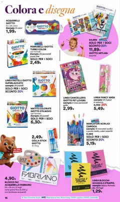 Anteprima del volantino Ipercoop volantino Scuola Torino valido a partire dal 09/07/2026 | Pagina: 16 | Prodotti: Colla, Matite colorate, Pennarelli, Pastelli