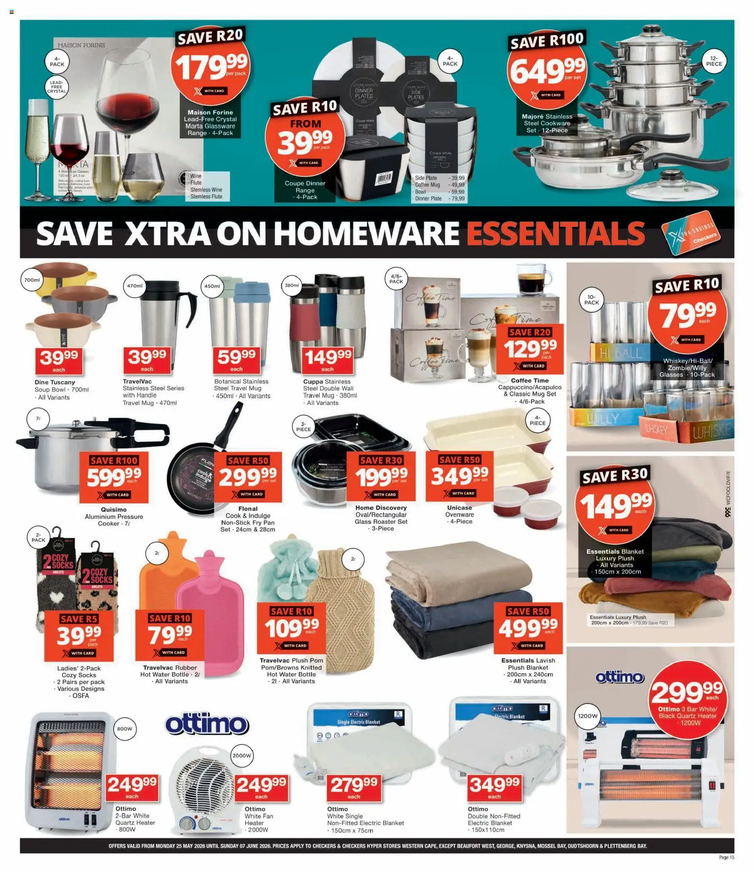 New Checkers catalogue – valid from 25.05.2026 | Page: 15 | Products: Coffee, Wine, Heater, Whiskey