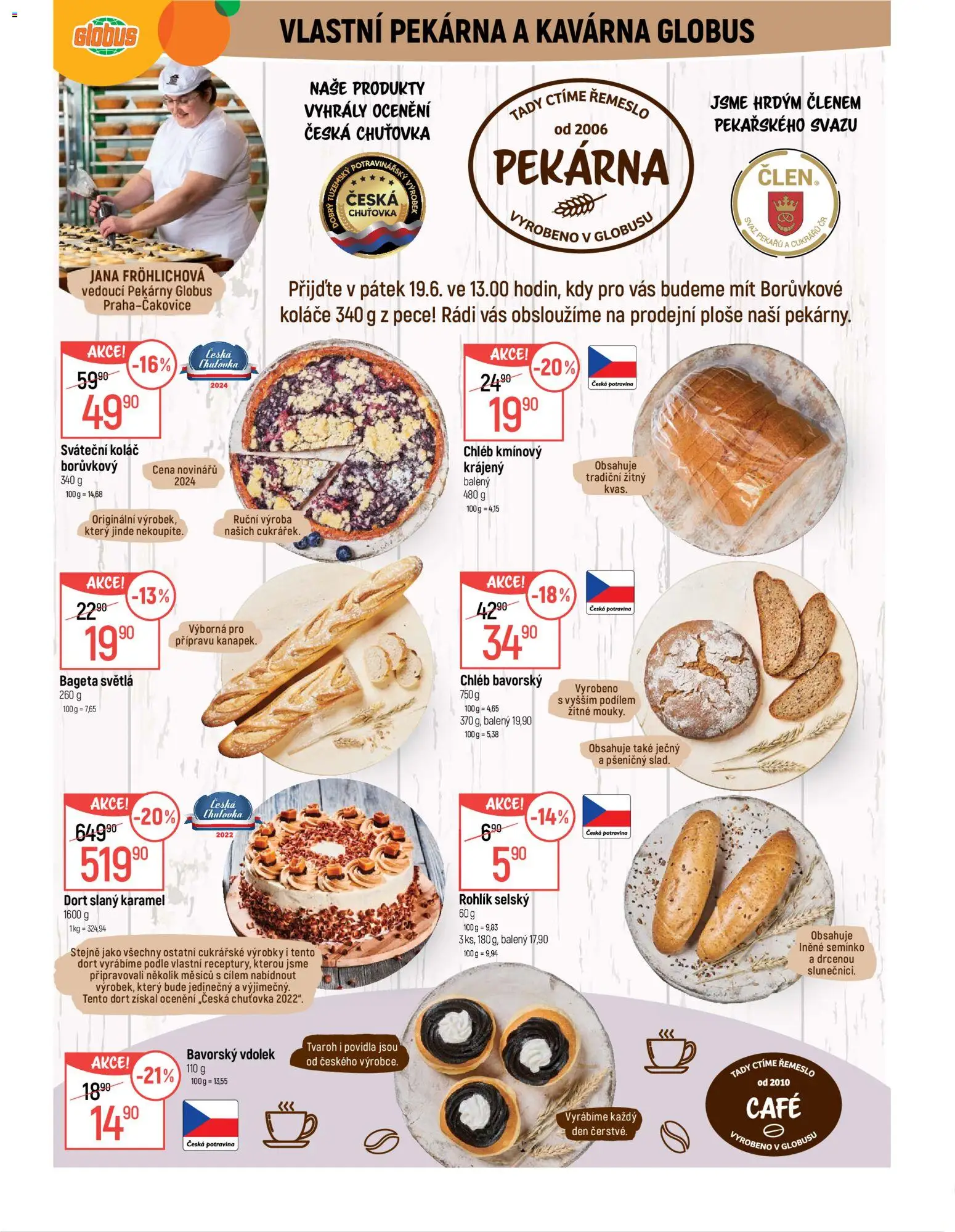 Globus leták od 17.06.2026 | Strana: 7 | Produkty: Rohlík, Povidla, Tvaroh, Pekárna