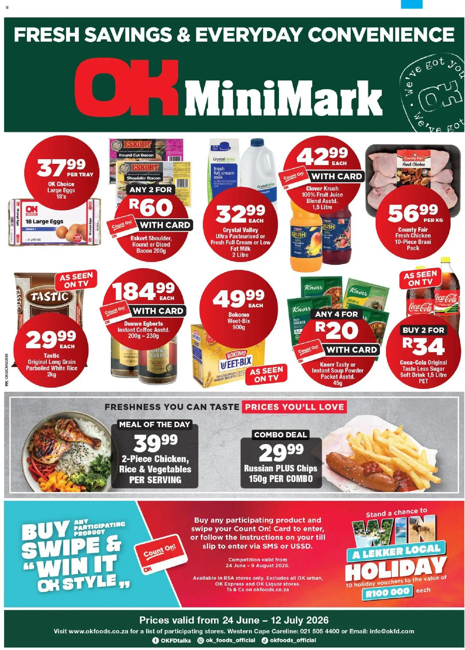 New OK Foods catalogue – valid from 24/06/2026 | Page: 1 | Products: TV, Rice, Sugar, Mango