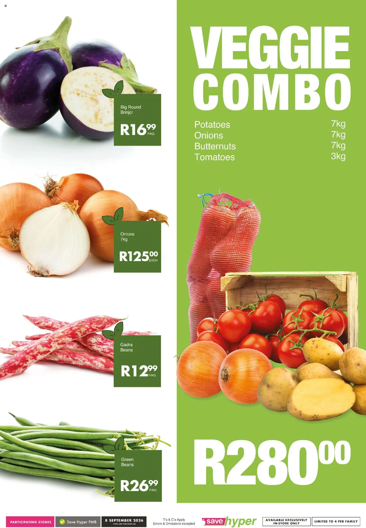 New Save catalogue – valid from 08/09/2026 | Page: 4 | Products: Beans, Tomatoes, Potatoes, Onions
