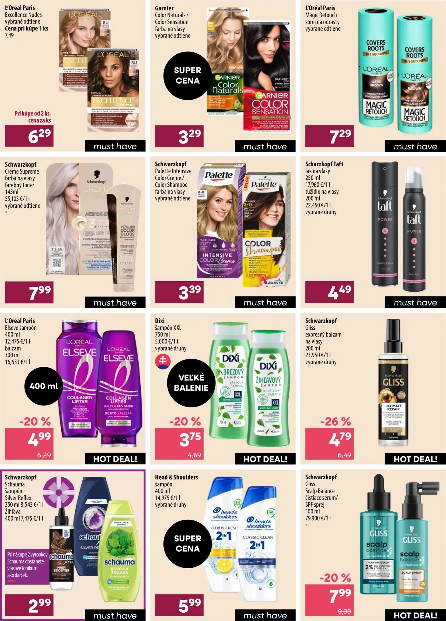 Nové 101 drogerie akcie – leták je platný od 19.08.2026 | Strana: 16 | Produkty: Lak na vlasy, Tužidlo na vlasy, Soľ, Head & Shoulders