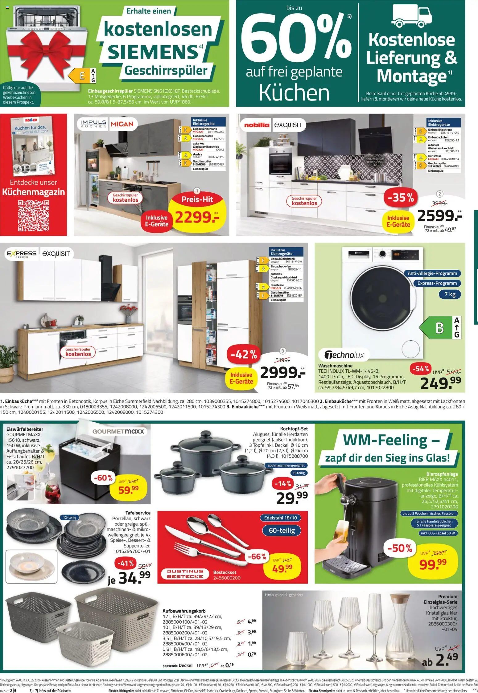 Roller Prospekt – gültig ab 24.05.2026 | Seite: 2 | Produkte: Einbauküche, Bier, Küche, Kuchen