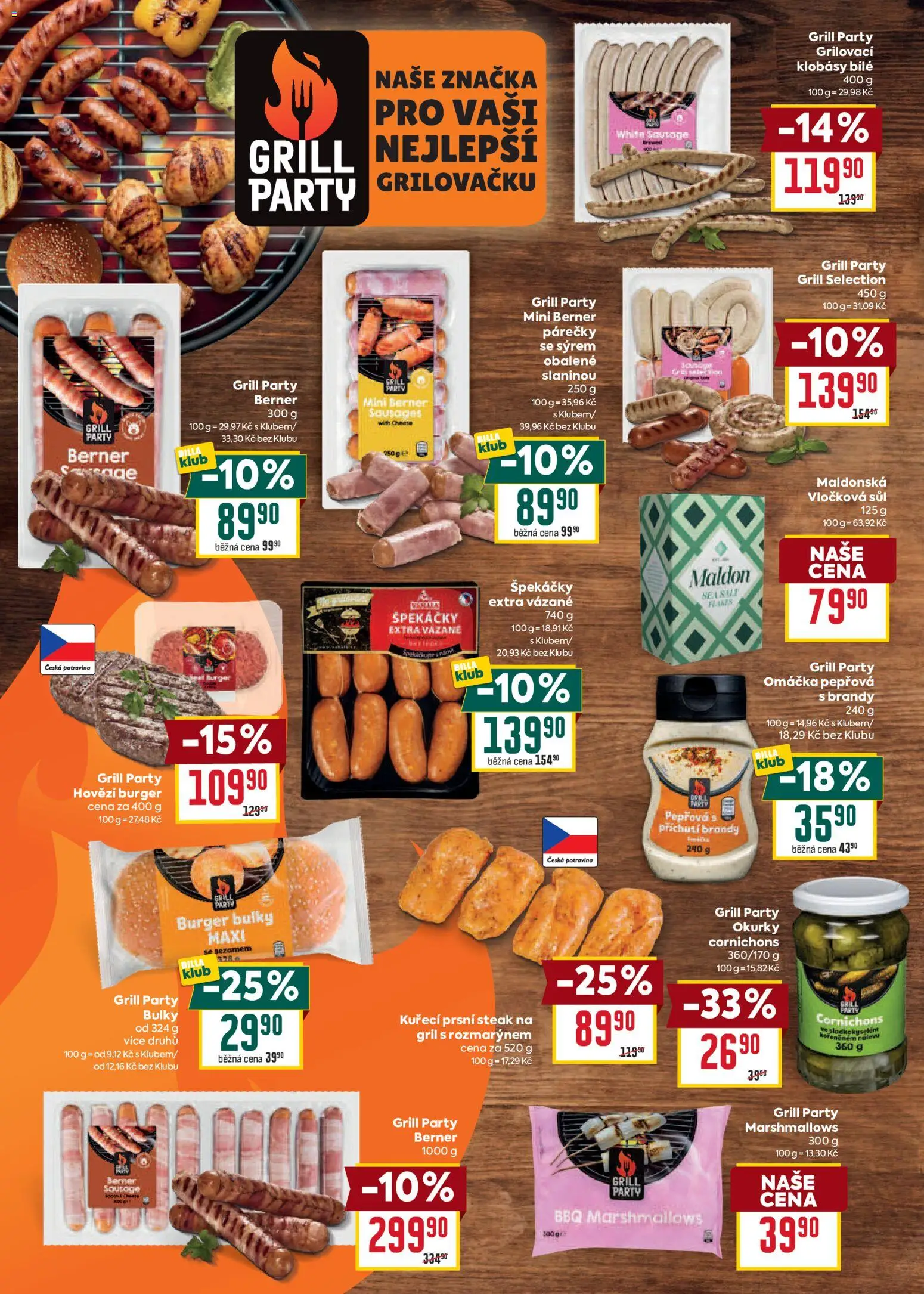 Billa leták Grill od 19.08.2026 | Strana: 2 | Produkty: Okurky, Steak, Klobásy, Gril