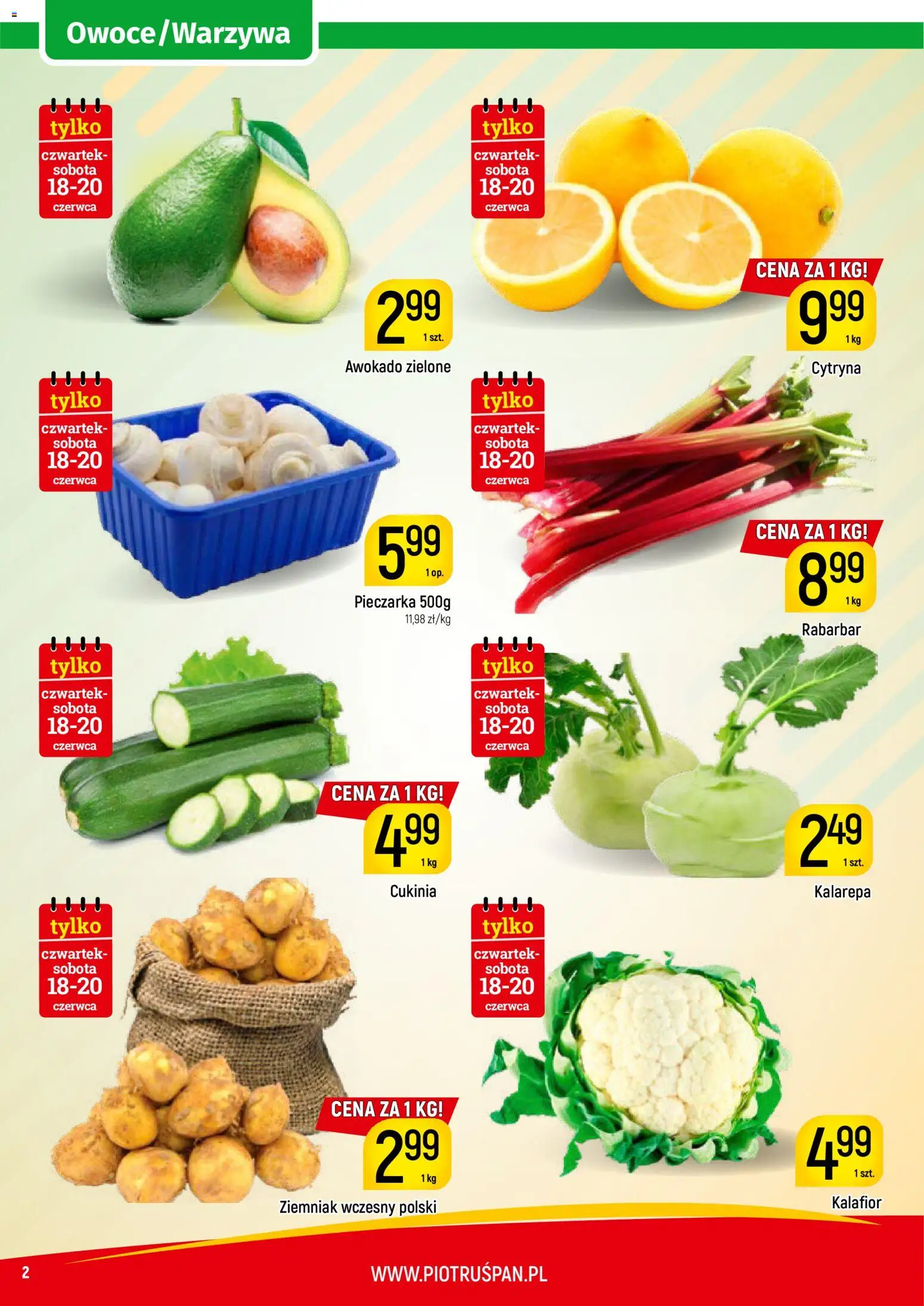 Piotruś Pan gazetka od 16.06.2026 | Strona: 2 | Produkty: Cukinia, Kalarepa, Awokado, Owoce