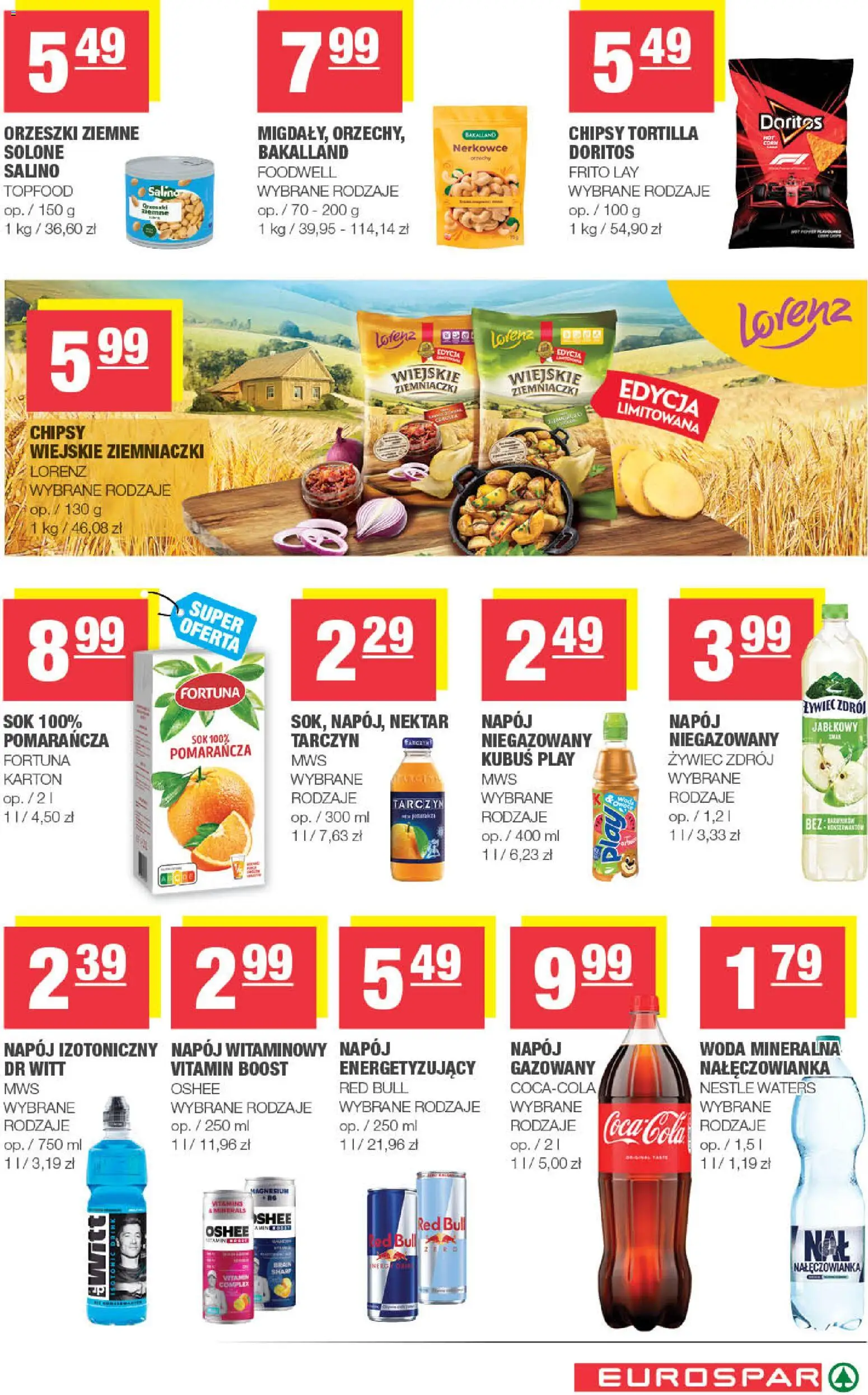 Spar gazetka - Eurospar od 23.09.2026 | Strona: 13 | Produkty: Chipsy, Kubuś, Orzeszki ziemne, Orzeszki