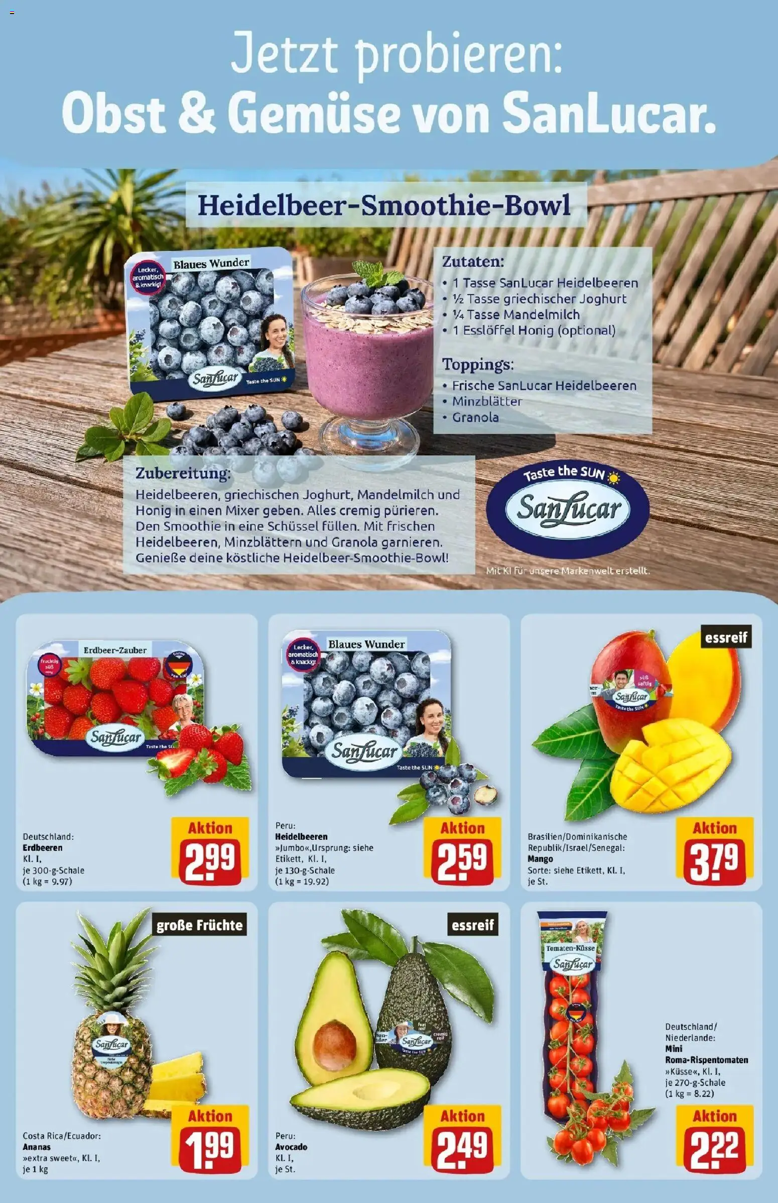 REWE Prospekt ab 31.08.2026 zum Blättern » Angebote | Seite: 8 | Produkte: Mixer, Heidelbeeren, Gemüse, Obst