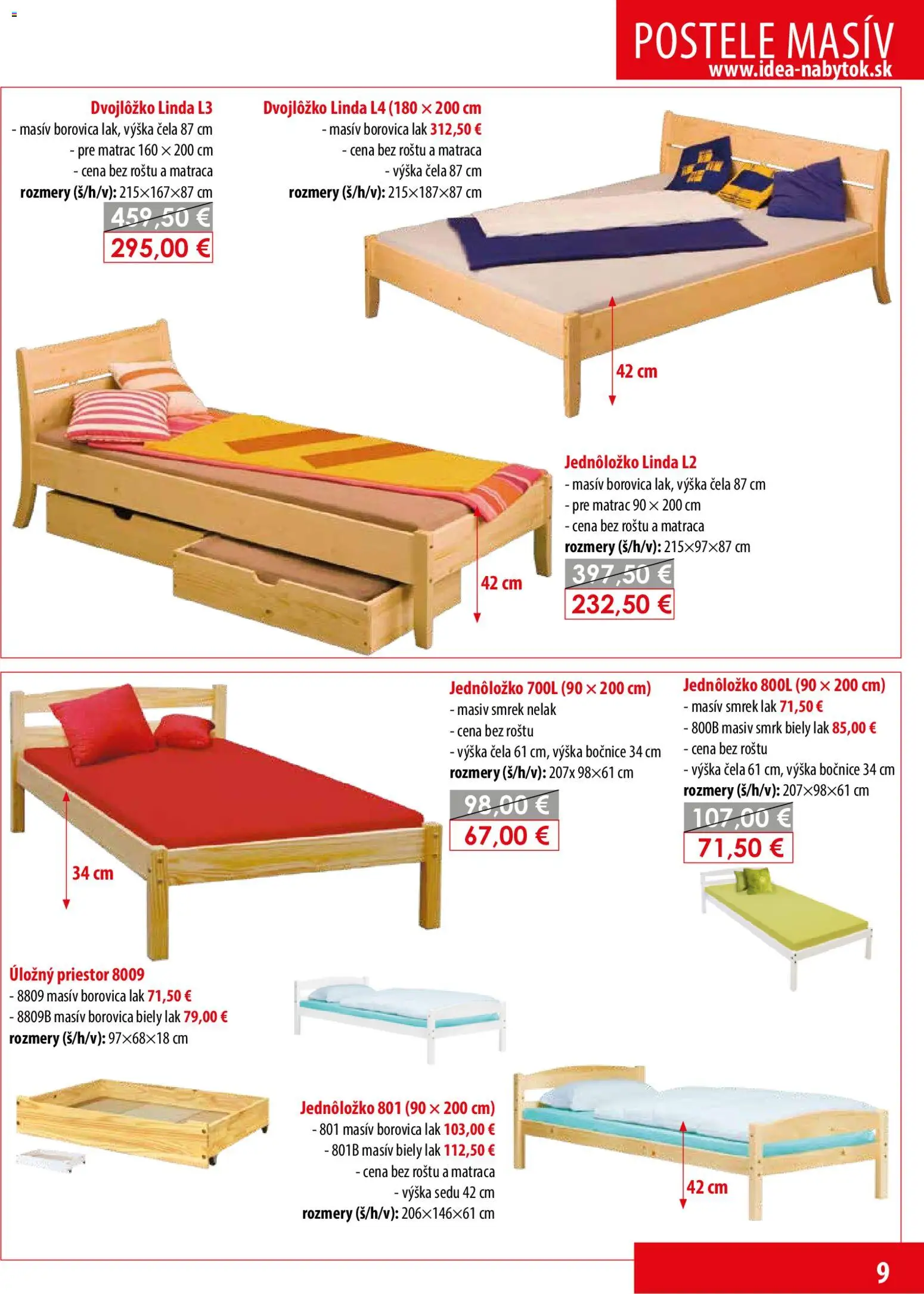 Nové IDEA nábytok akcie – leták je platný od 21.07.2026 | Strana: 9 | Produkty: Matrac, Postele