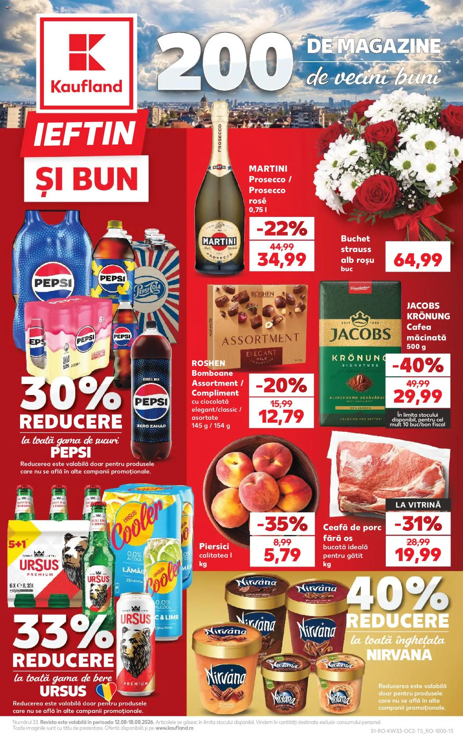 Kaufland București 12.08.2026 - Revista si Oferta | Pagină: 1 | Produse: Zero, Ursus, Pepsi, Piersici