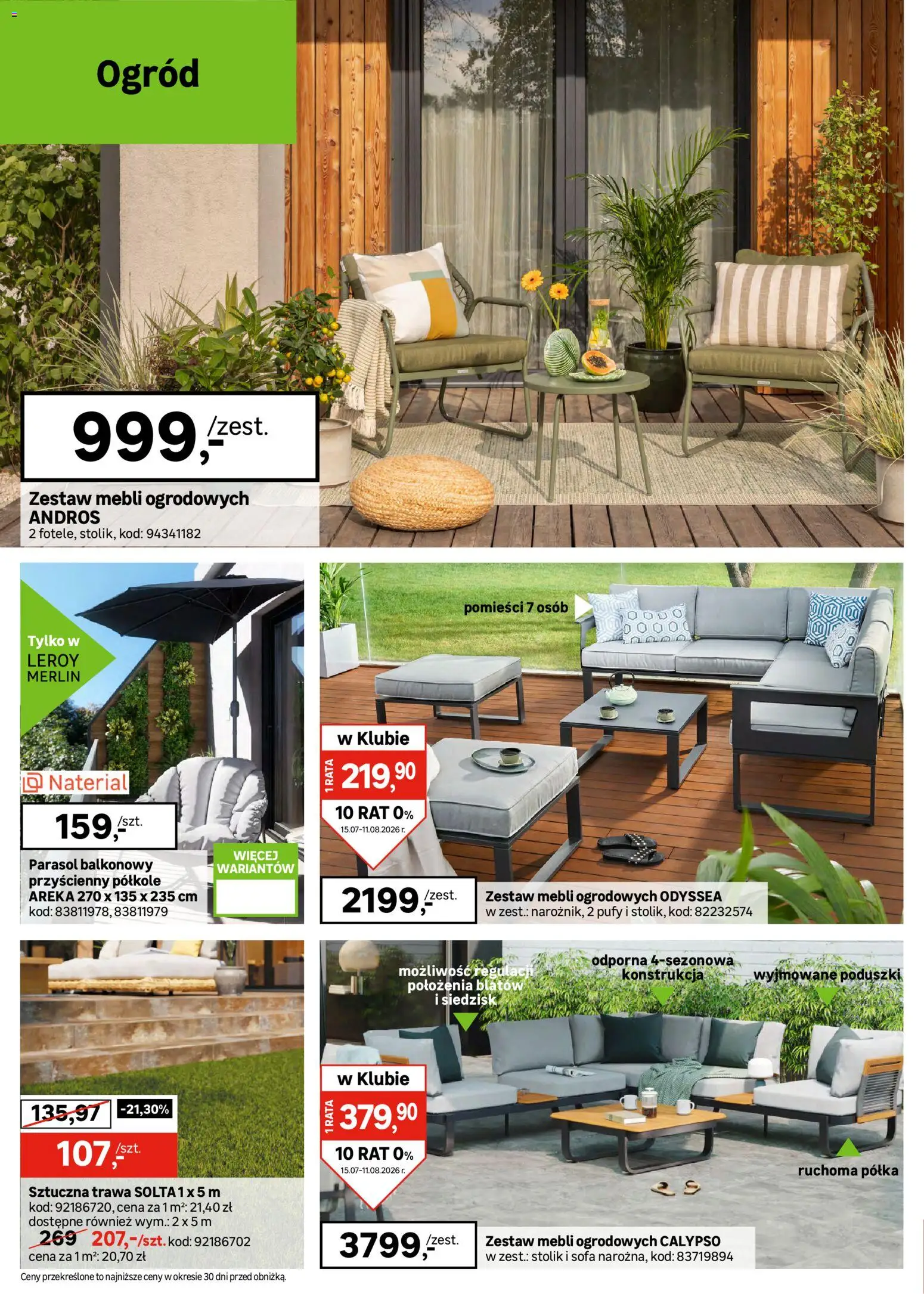 Leroy Merlin gazetka od 15.07.2026 | Strona: 28 | Produkty: Parasol, Sofa, Półka