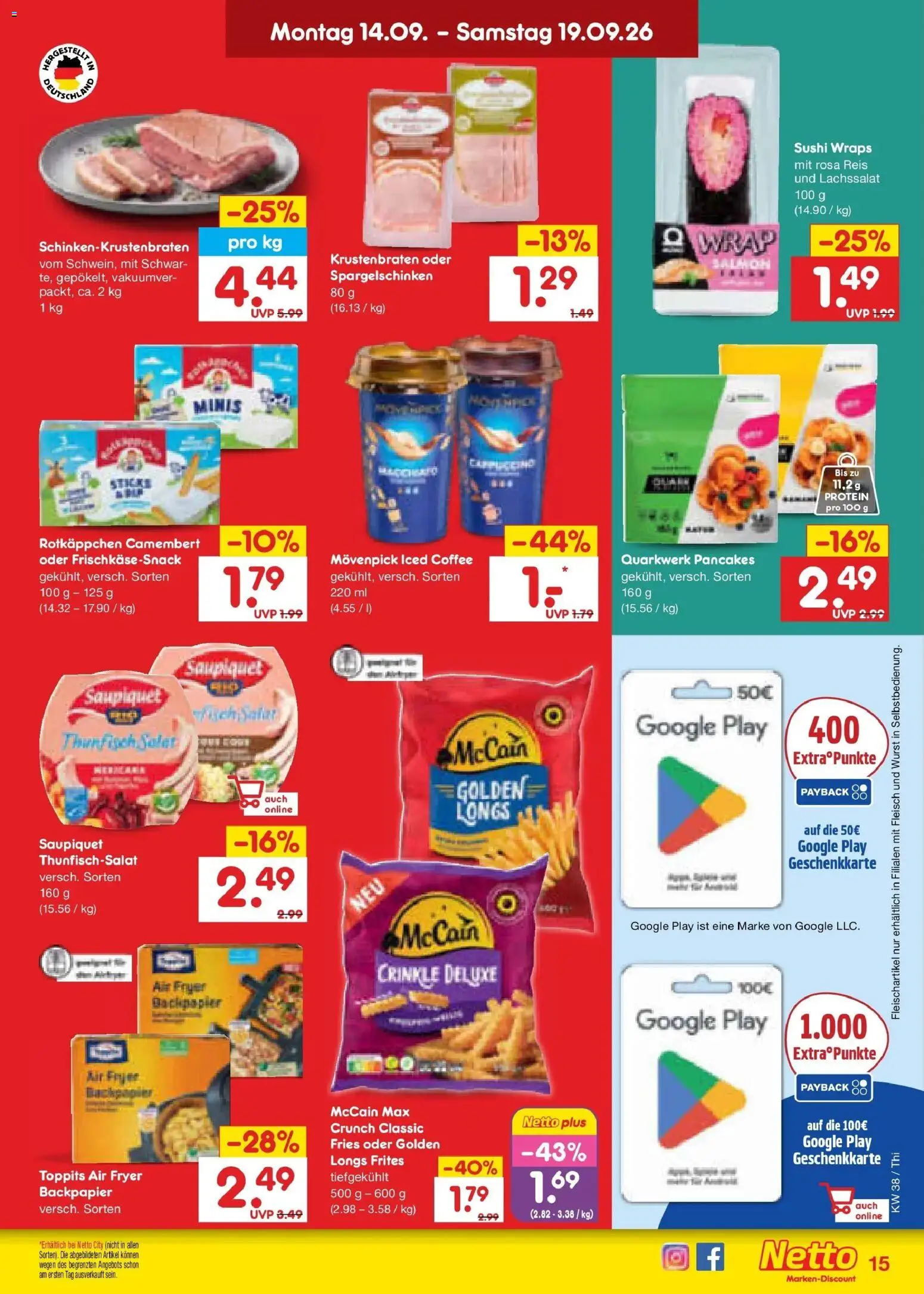 Netto Marken-Discount Prospekt Pirna – gültig ab 14.09.2026 | Seite: 21 | Produkte: Thunfisch, Krustenbraten, Reis, Fleisch
