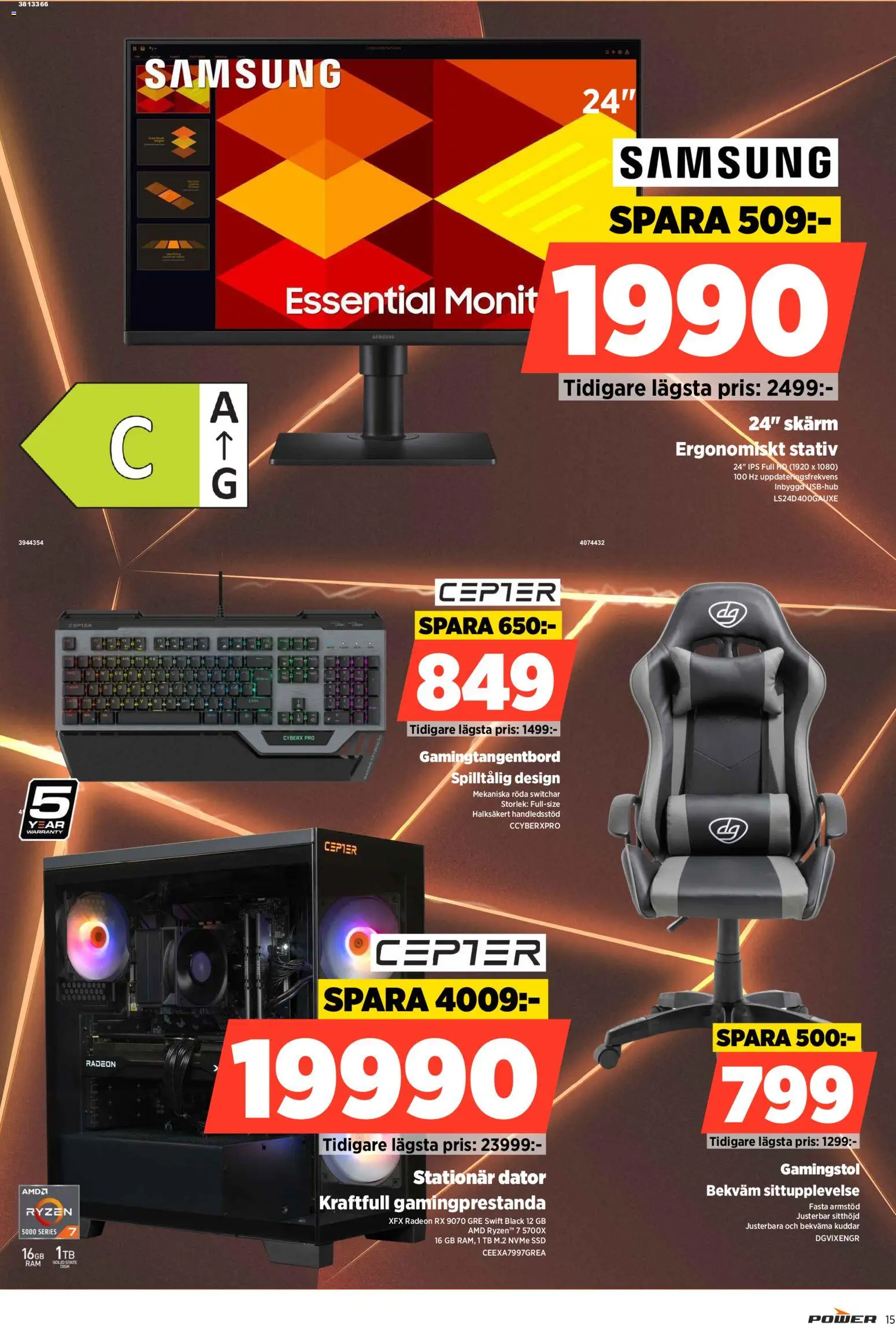 Power reklamblad aktuell från 26/10/2026 | Sida: 15 | Produkter: Gamingstol, Dator