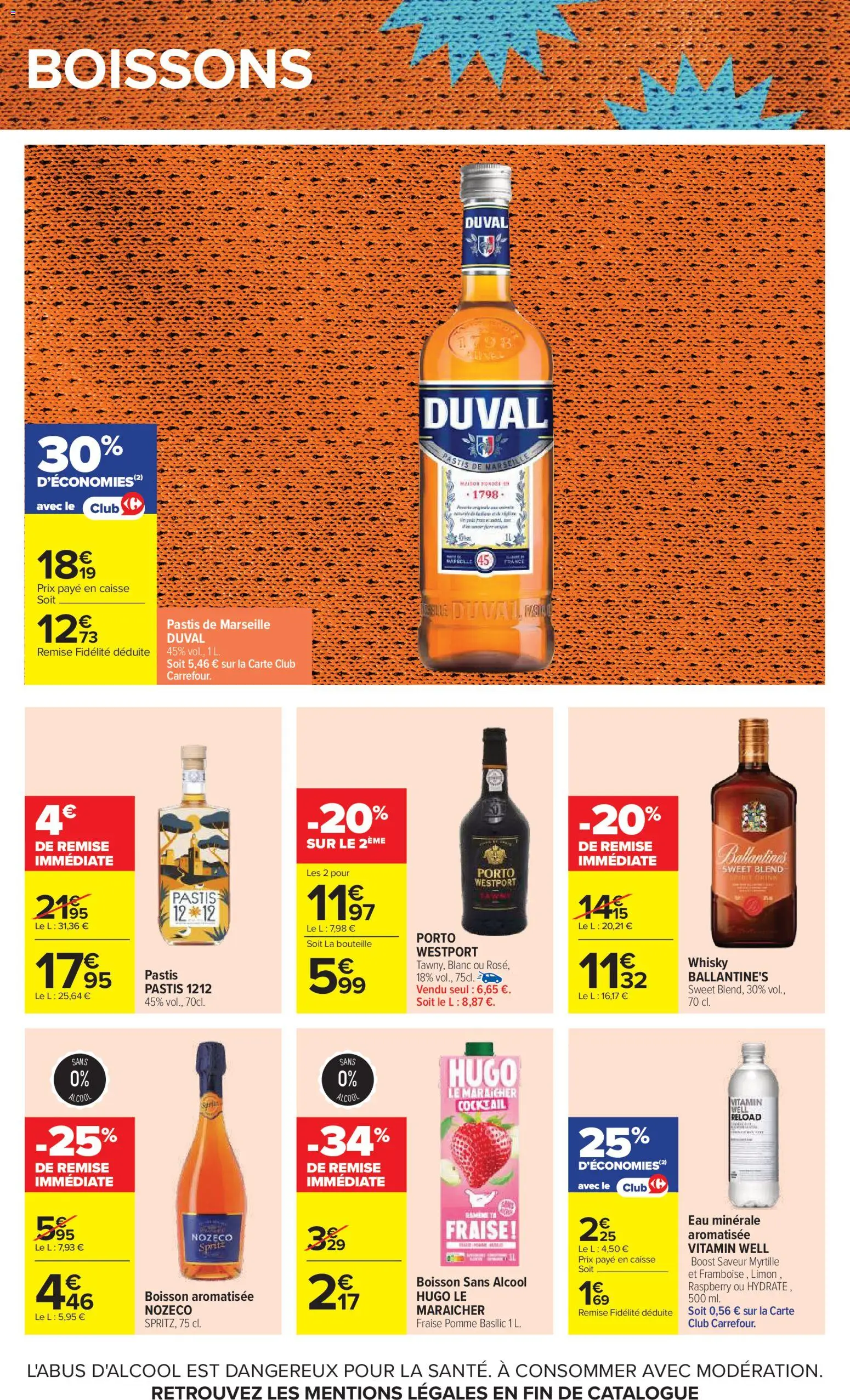 {H1} | Page: 54 | Produits: Whisky, Eau minérale, Alcool, Pastis