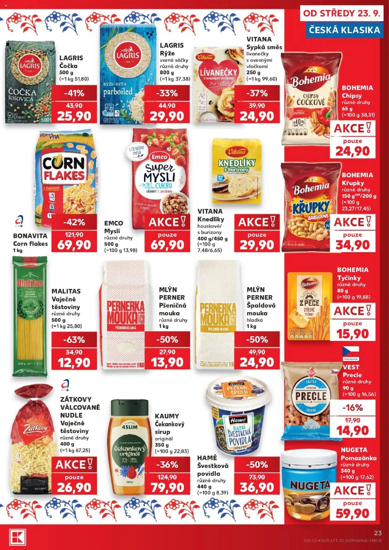 Kaufland leták - Kolín od 23.09.2026 | Strana: 23 | Produkty: Povidla, Rýže parboiled, Tyčinky, Křupky