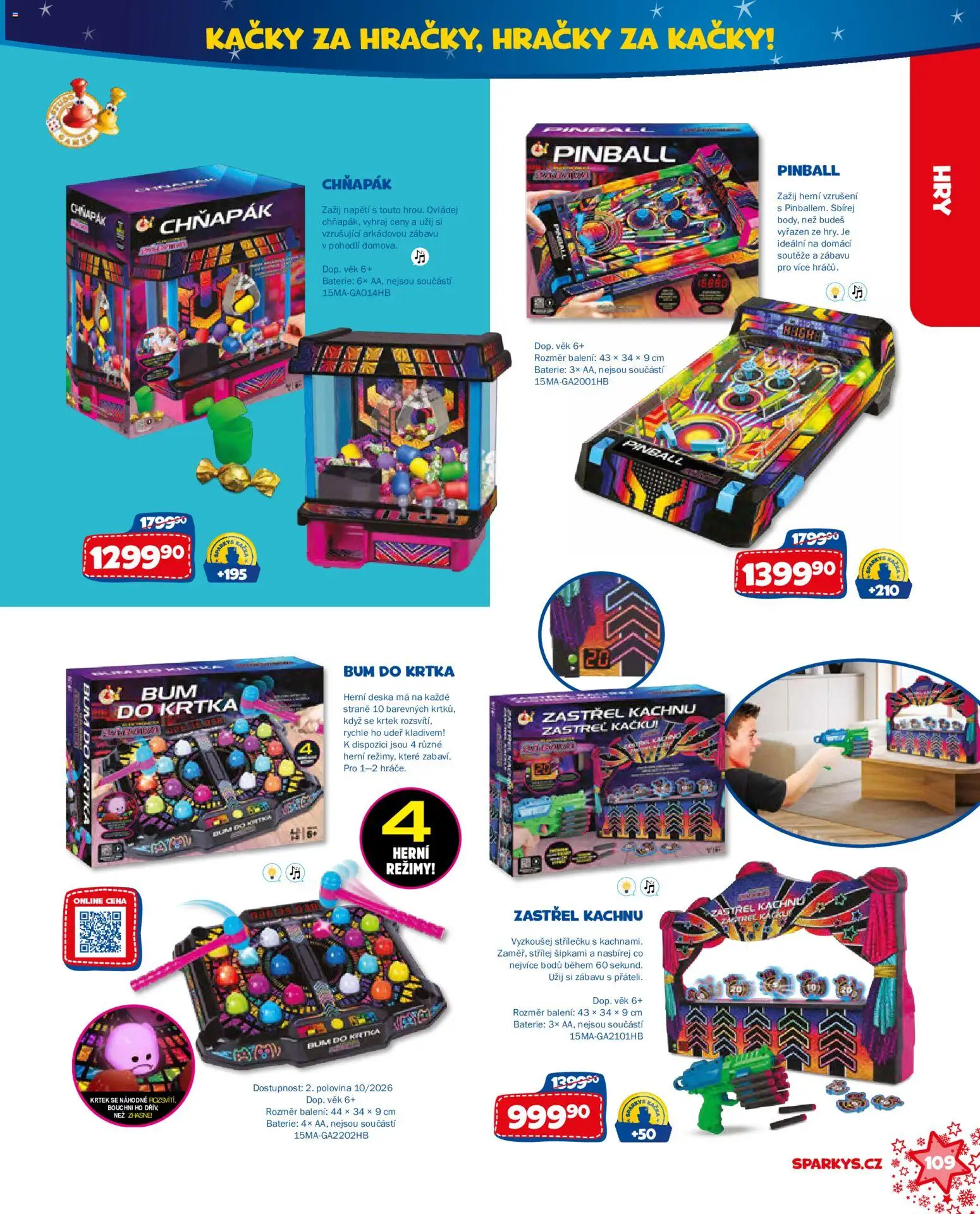 Sparkys katalog Vánoce 2026 od 01.10.2026 | Strana: 109 | Produkty: Hračky, Baterie