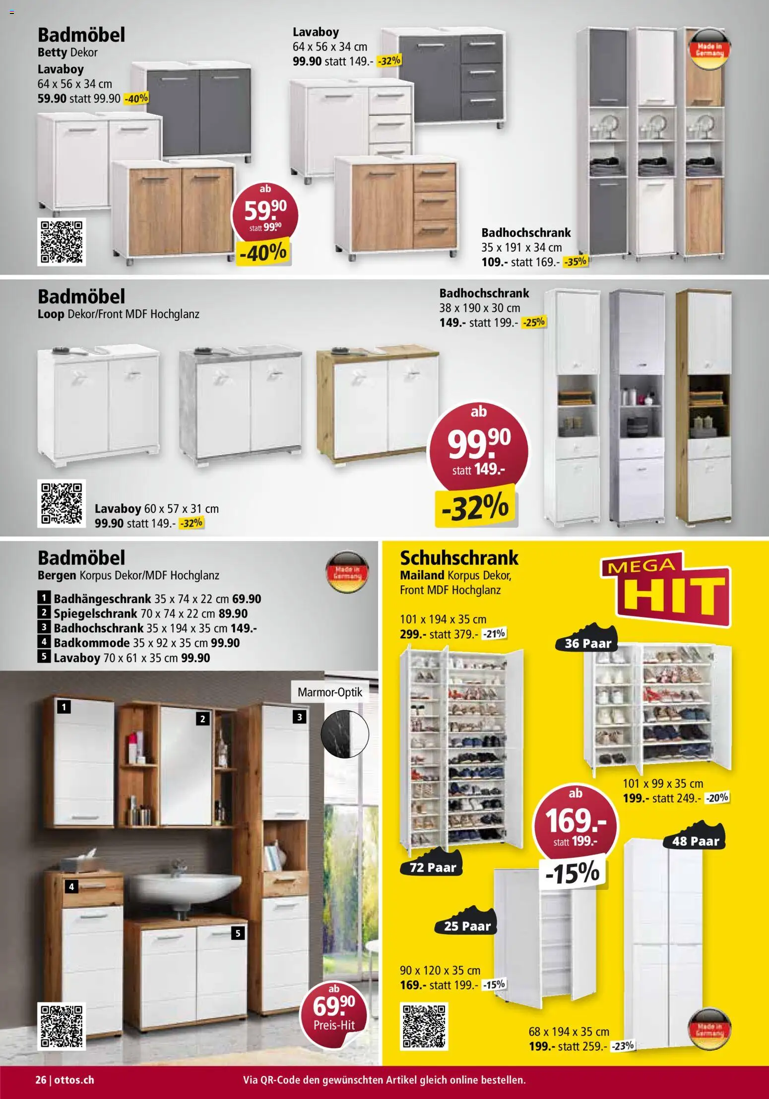 Otto's Aktionen Möbelflyer – gültig ab 01.07.2026 | Seite: 26 | Produkte: Spiegelschrank, Schuhschrank