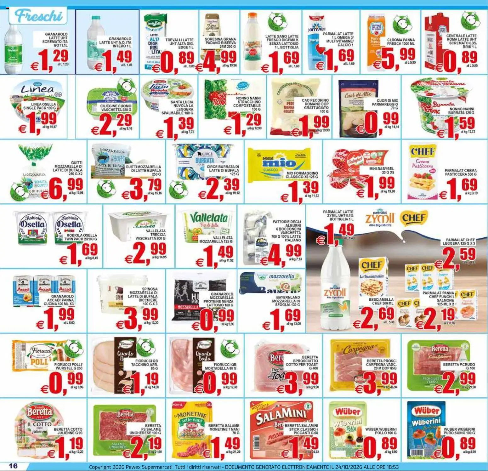 Volantino Pewex del 23/10/2026 | Pagina: 16 | Prodotti: Suino, Latte, Bicchiere, Bottiglia
