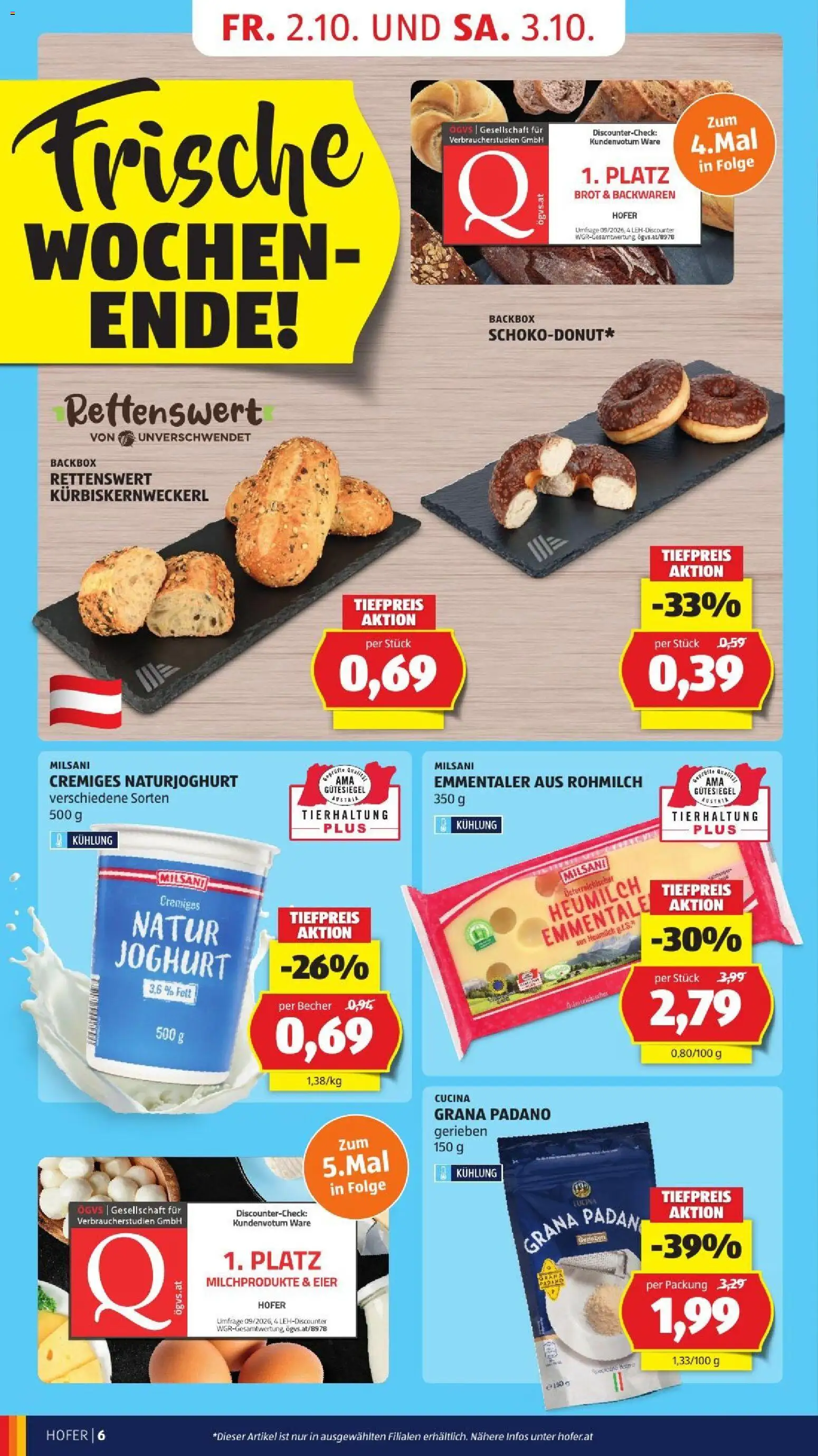 Hofer Flipbook gültig ab 02.10.2026 | Seite: 14 | Produkte: Joghurt, Eier, Brot
