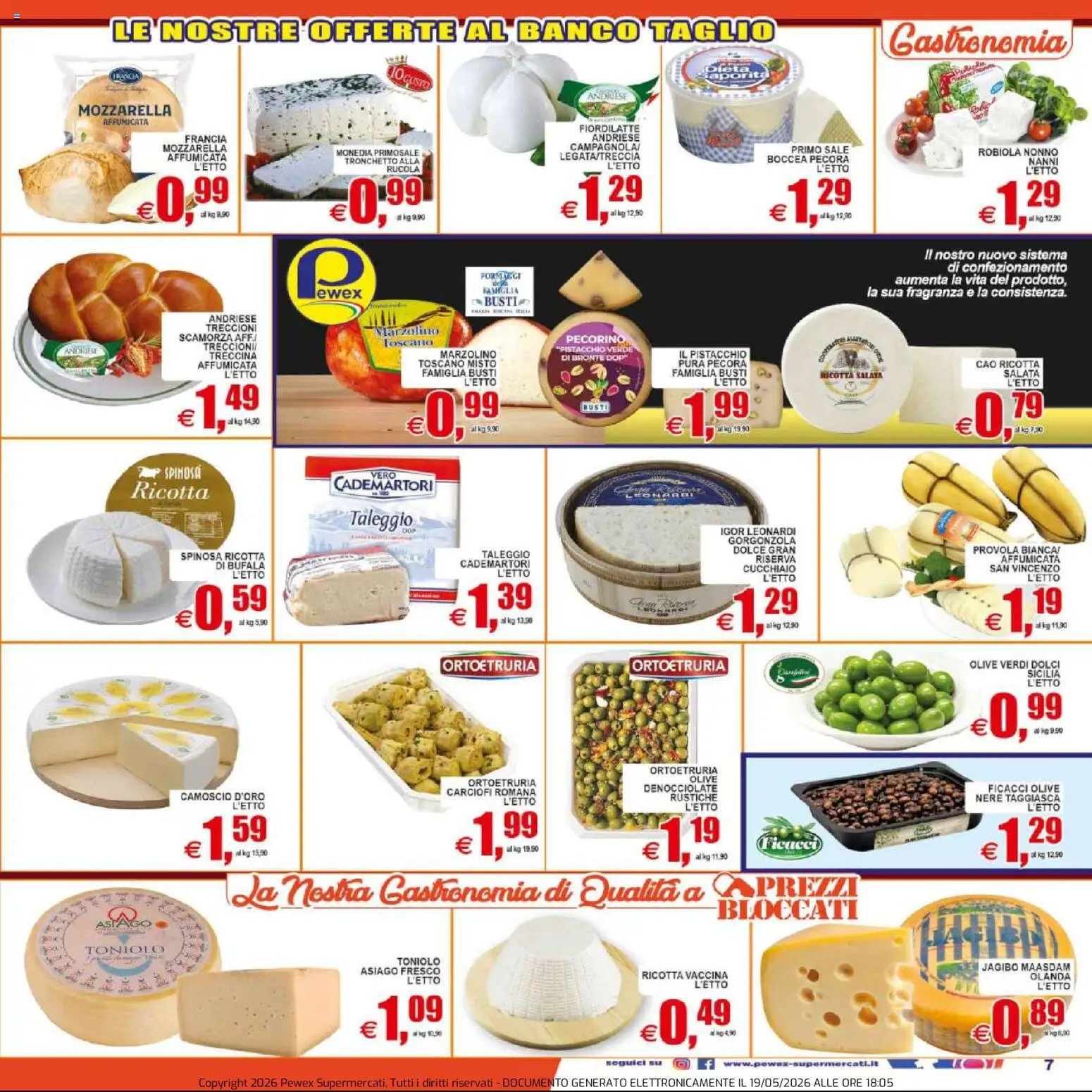 Volantino Pewex del 20.05.2026 | Pagina: 7 | Prodotti: Rucola, Mozzarella, Carciofi, Pecorino