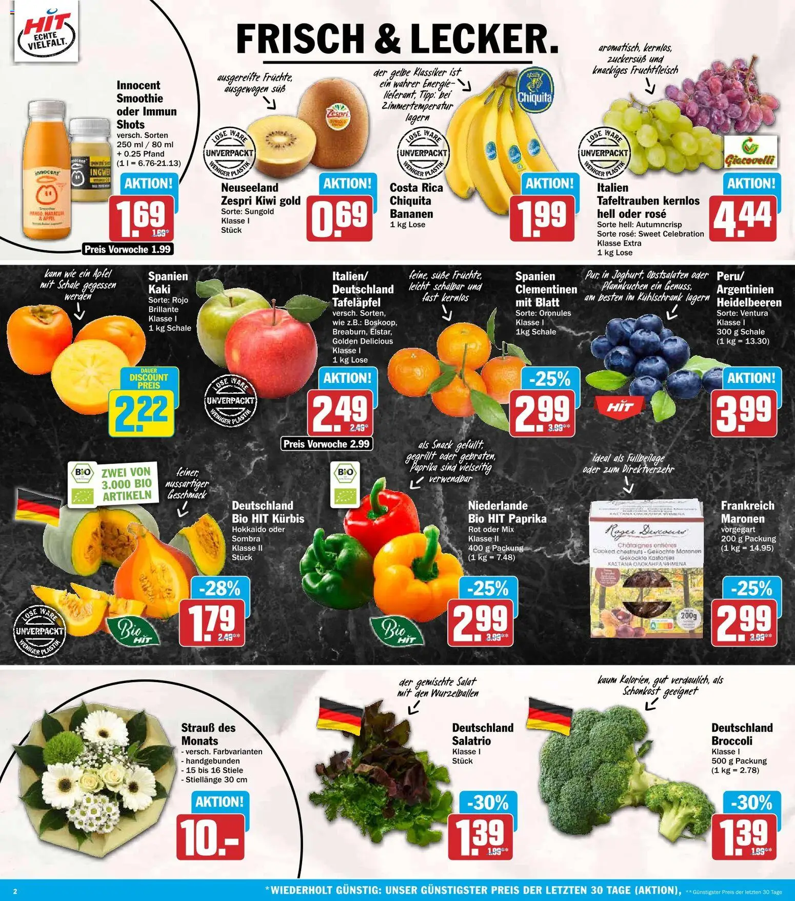 HIT Prospekt – gültig ab 26.10.2026 | Seite: 2 | Produkte: Bananen, Heidelbeeren, Paprika, Kürbis