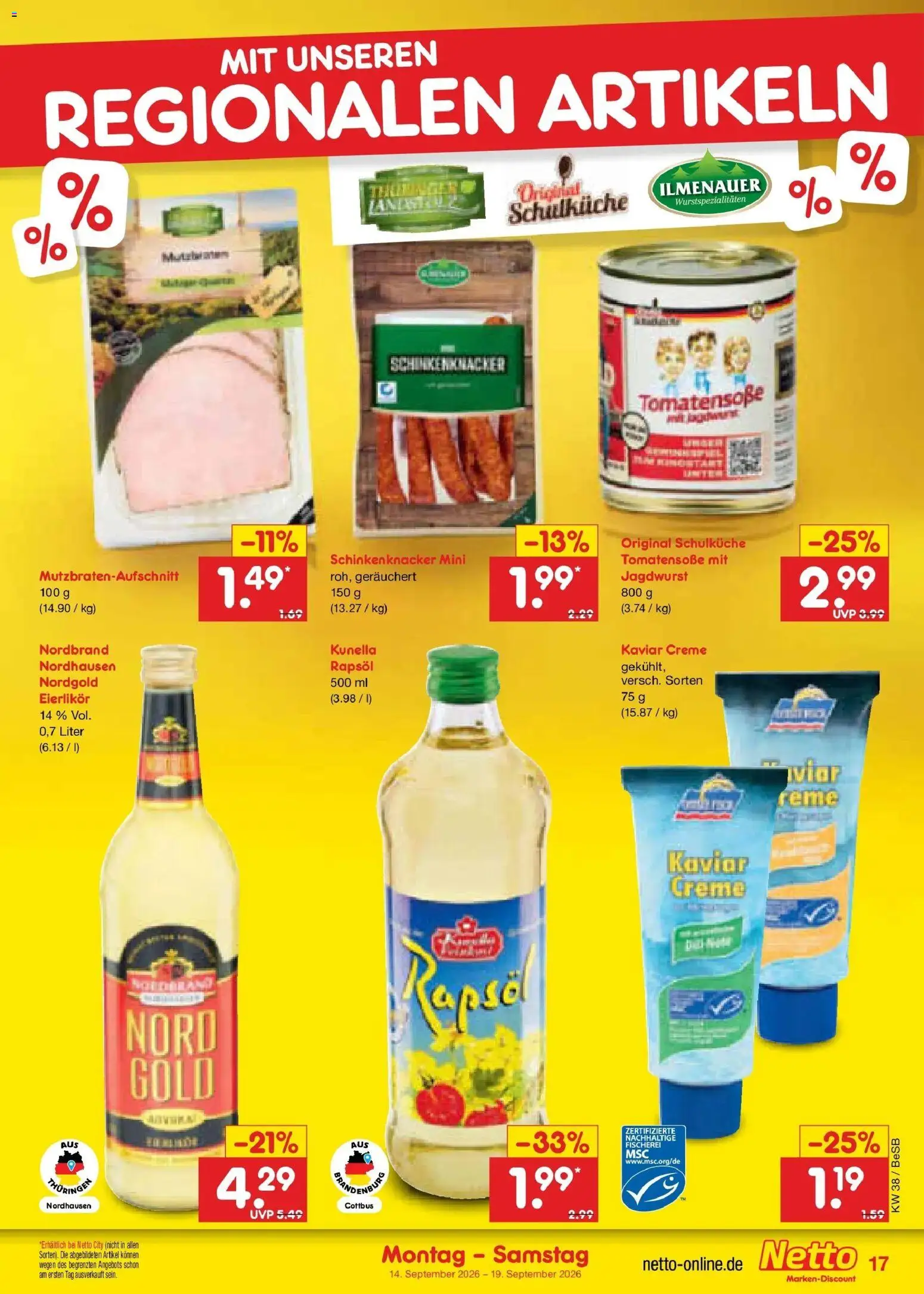 Netto Marken-Discount Prospekt Berlin-Prenzlauer Berg – gültig ab 14.09.2026 | Seite: 25 | Produkte: Rapsöl, Creme