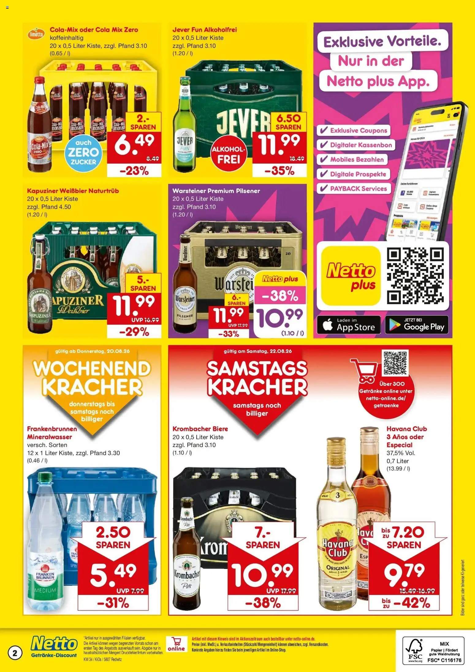 Netto Marken-Discount Prospekt Redwitz (ab 17.08.2026) » Angebote | Seite: 2 | Produkte: Cola, Mineralwasser, Warsteiner, Krombacher