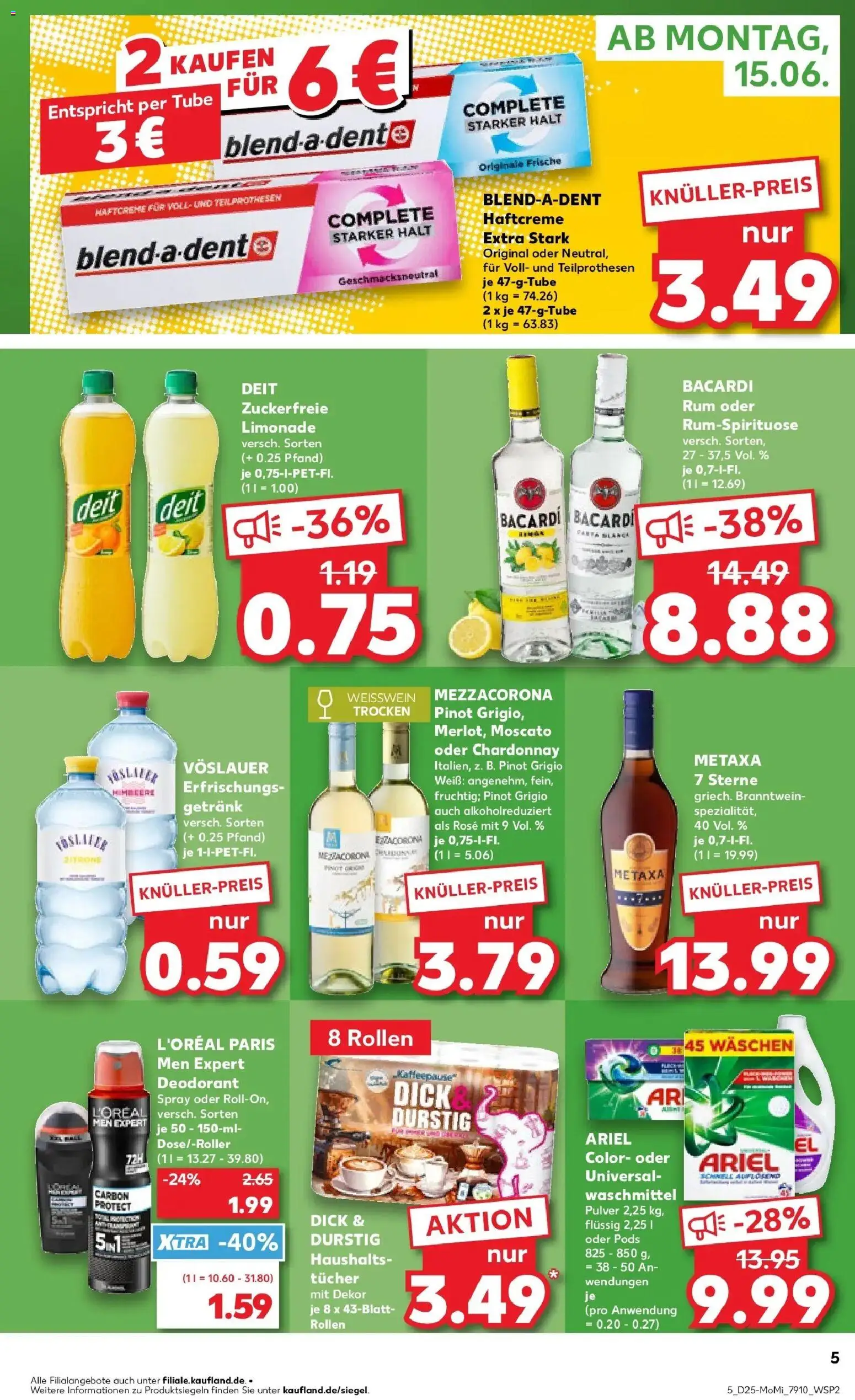 Kaufland Prospekt Wendelstein – gültig ab 15.06.2026 | Seite: 7 | Produkte: Weißwein, Rum, Metaxa, Waschmittel