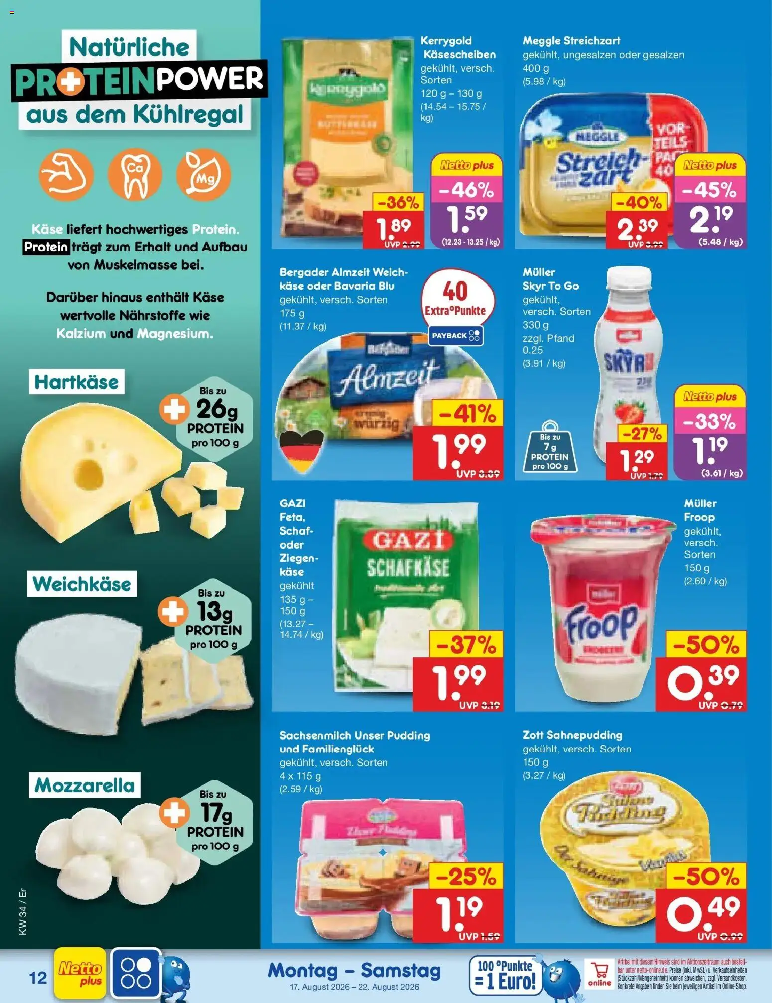 Netto Marken-Discount Prospekt Weimar – gültig ab 17.08.2026 | Seite: 16 | Produkte: Käse, Mozzarella, Pudding, Skyr