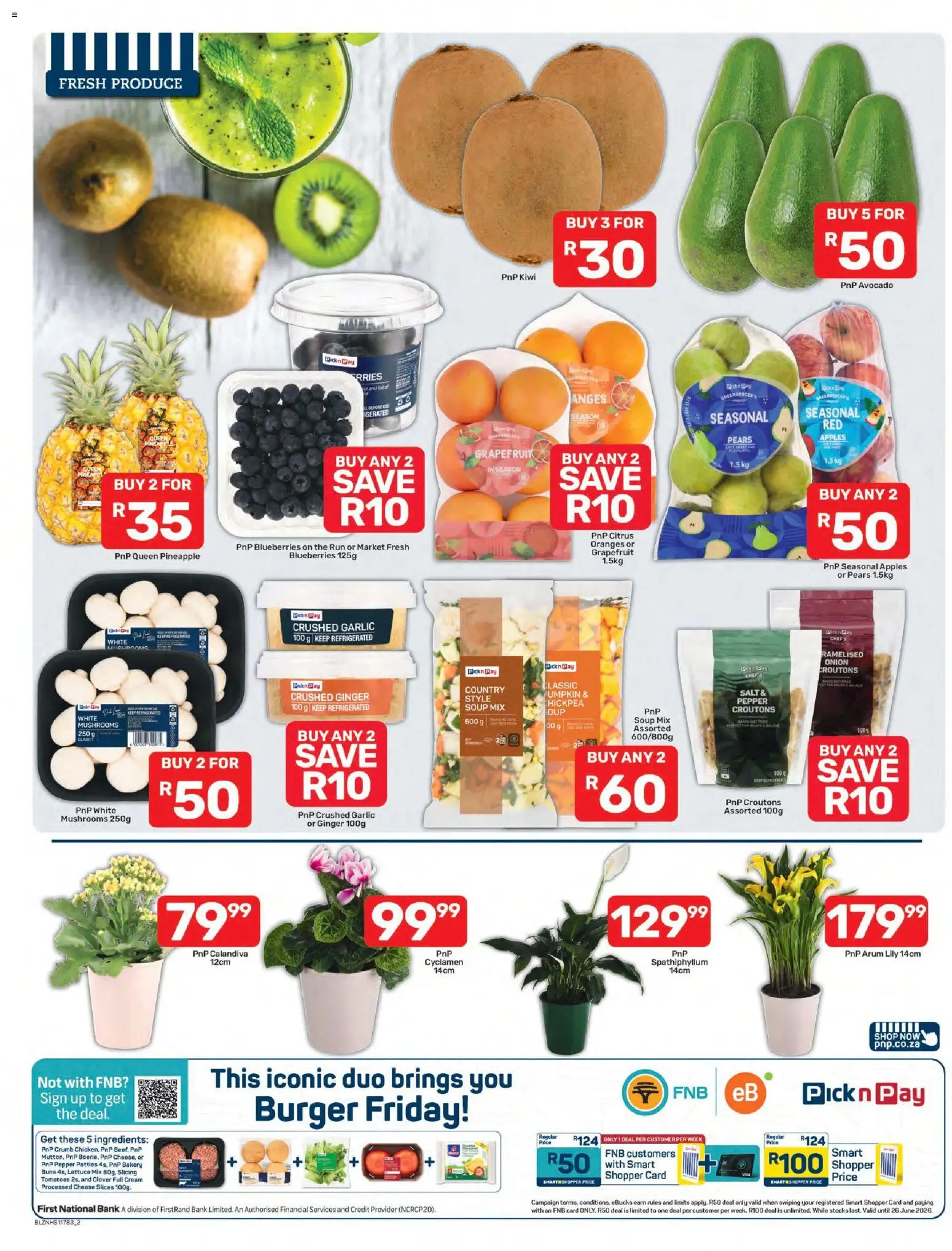 New Pick n Pay catalogue – valid from 08.06.2026 | Page: 2 | Products: Pears, Mushrooms, Apples, Salt