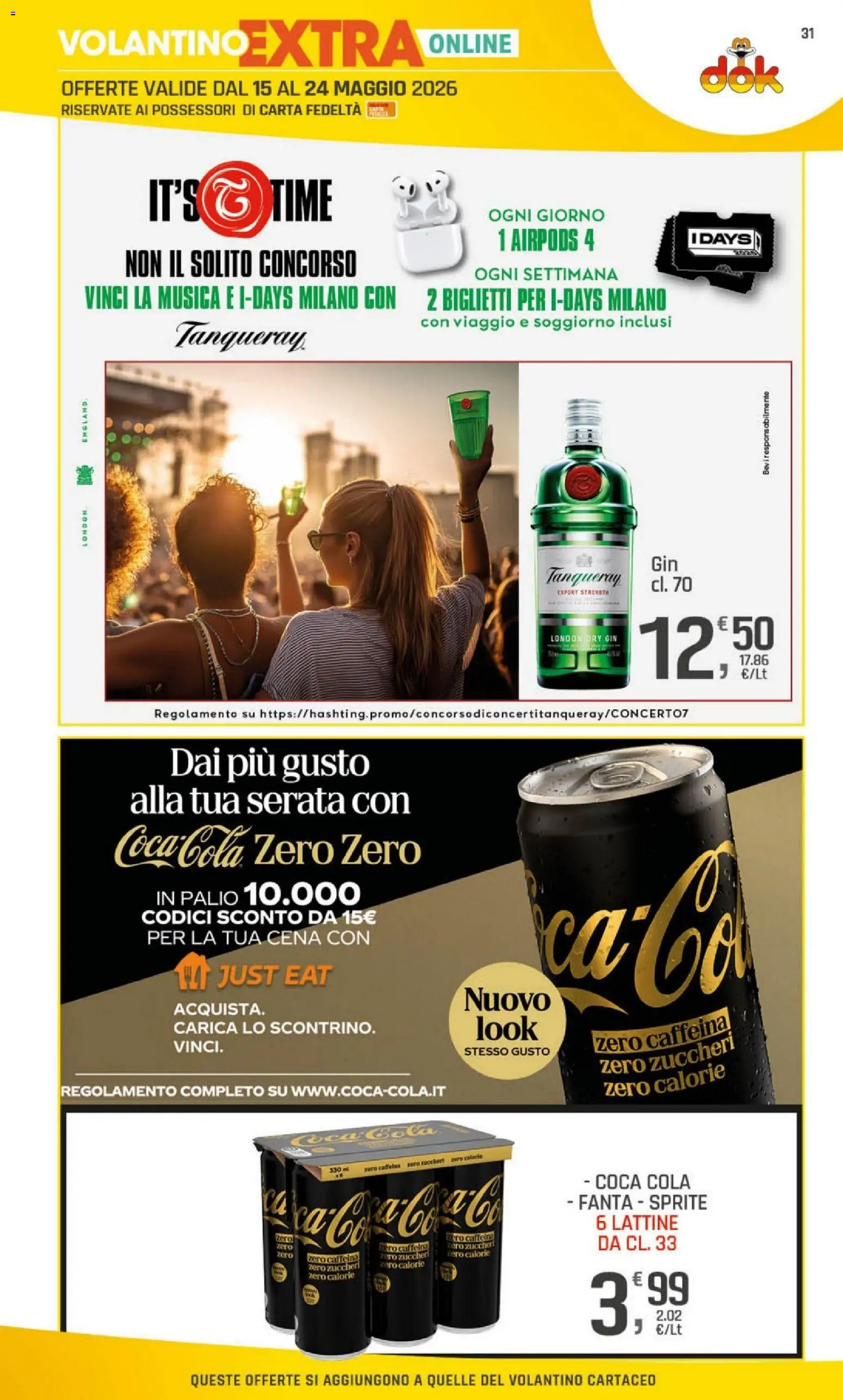Volantino DOK del 15.05.2026 | Pagina: 31 | Prodotti: Gin, Fanta, Coca Cola, Coca Cola Zero
